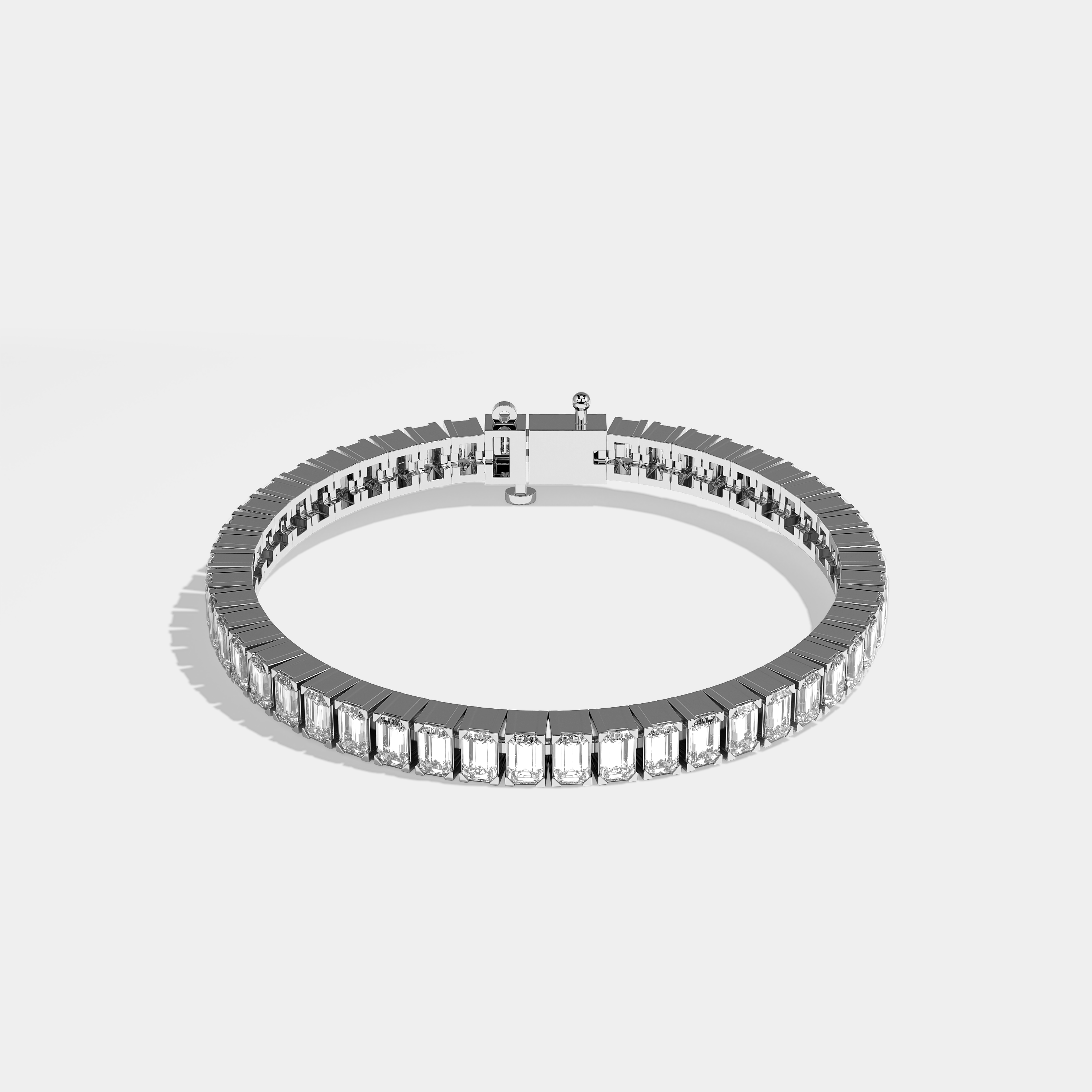 Ariella Tennis Bracelet Emerald Cut 18K White Gold 7.00ct