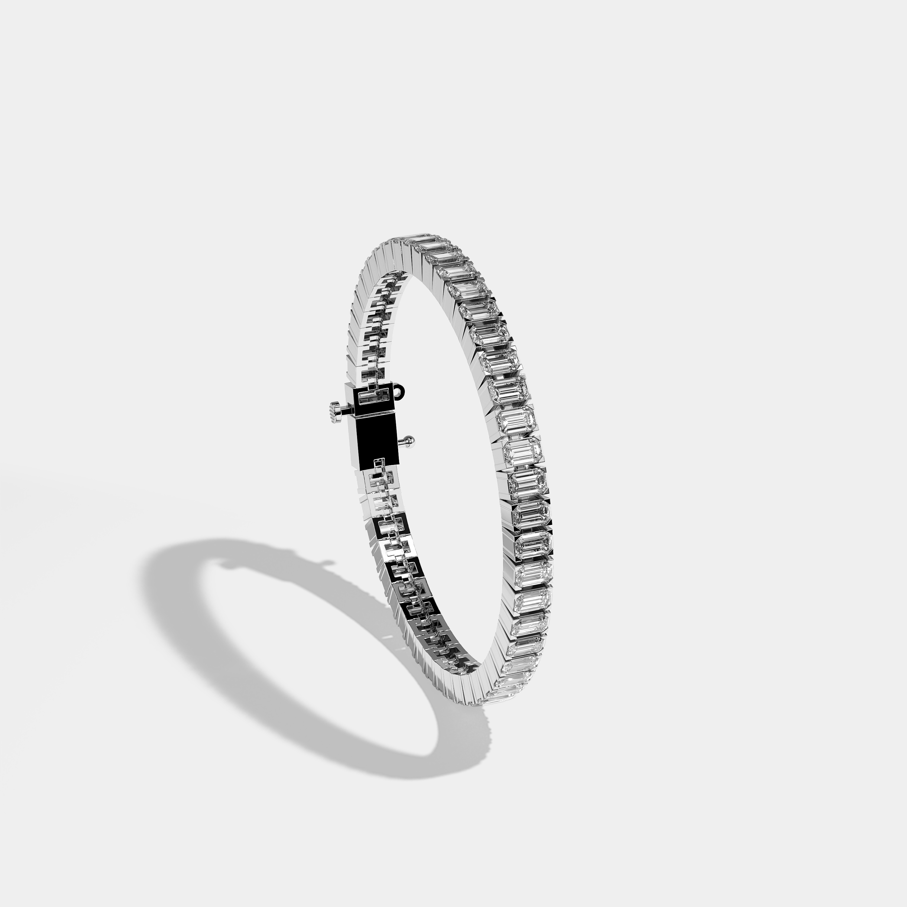 Ariella Tennis Bracelet Emerald Cut 18K White Gold 7.00ct