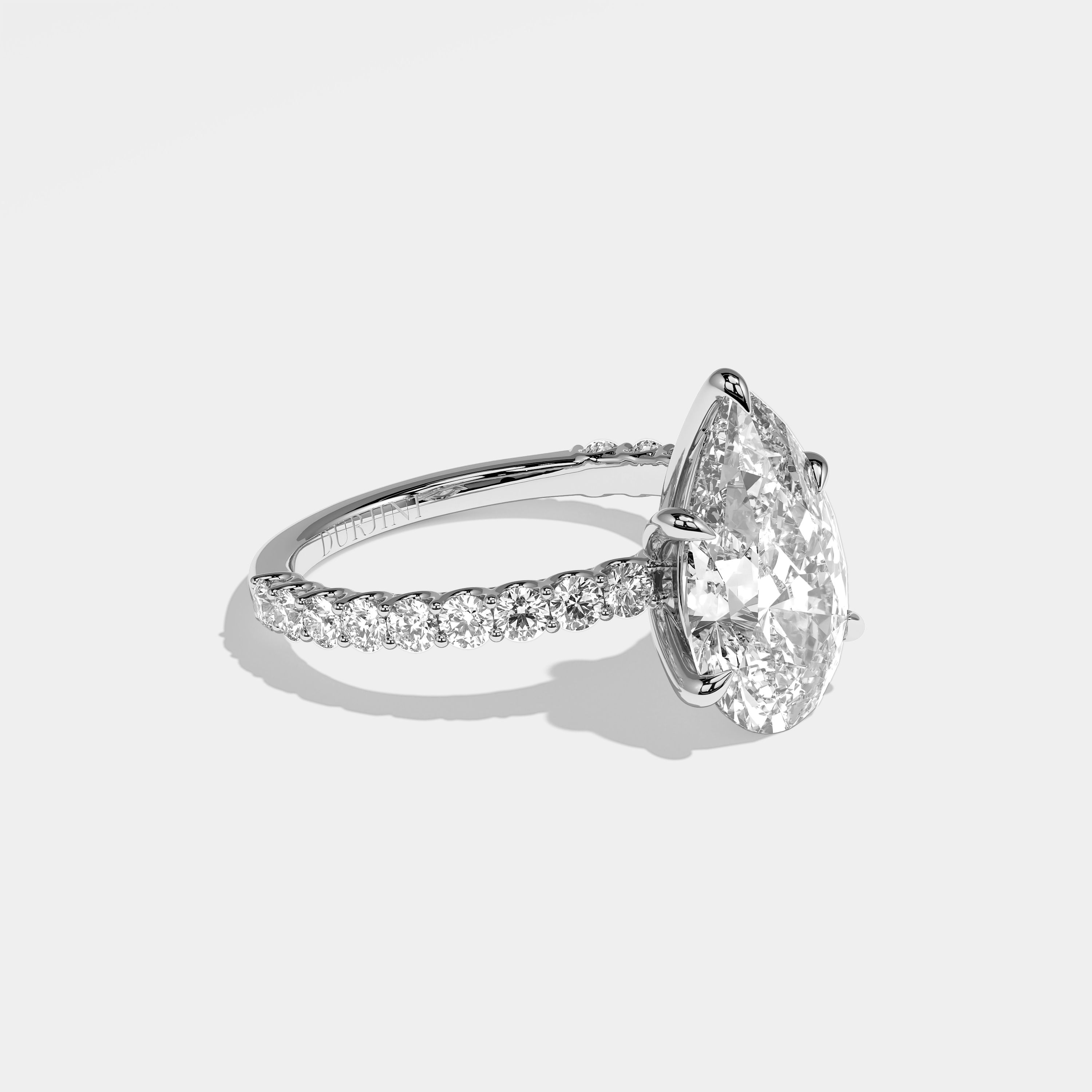 Adeline Diamond Pear Halo Engagement Ring 18K White Gold 8.00ct