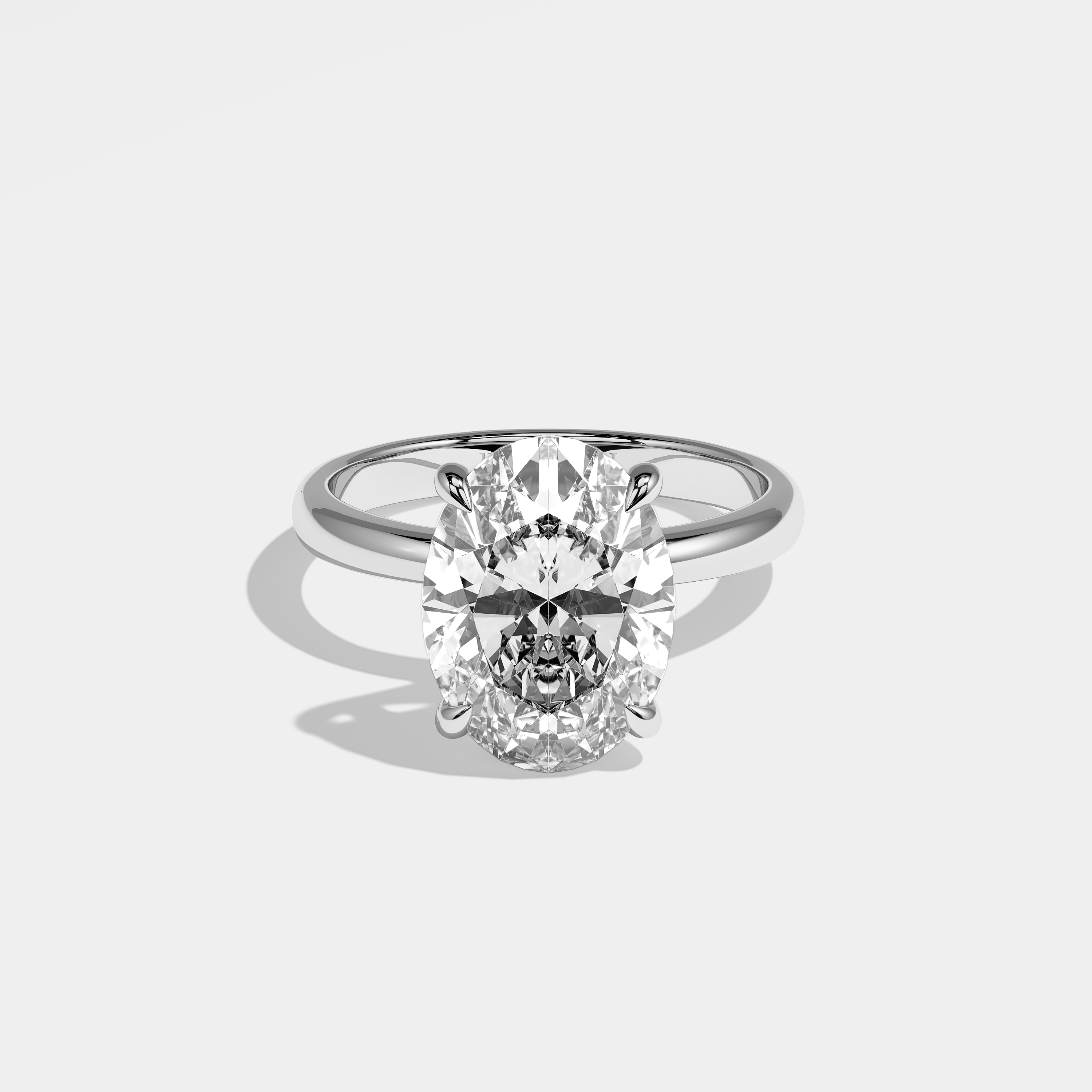 Arielle Diamond Oval Halo Engagement Ring 18K White Gold 5.00ct