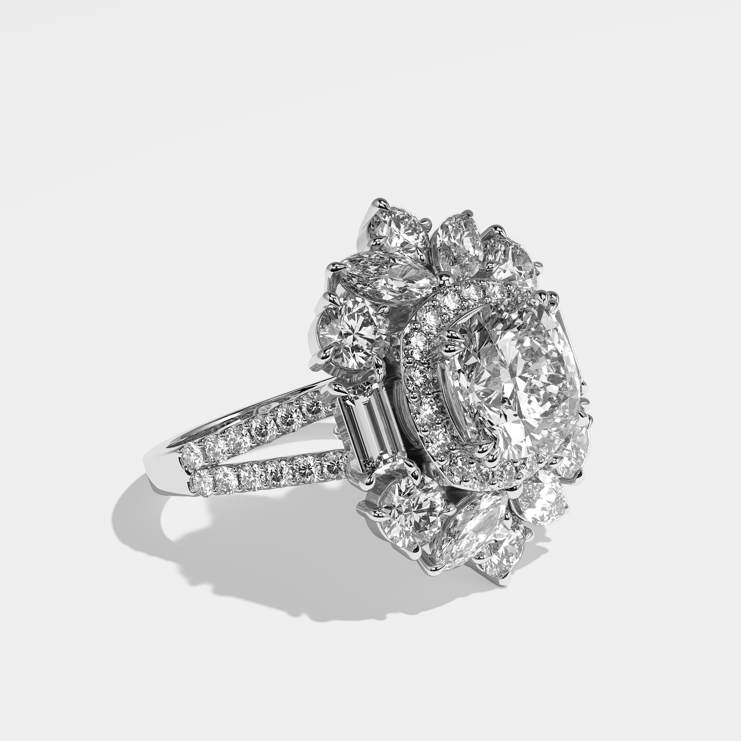Analeigh Diamond Cushion Engagement Ring 18K White Gold 18.00ct
