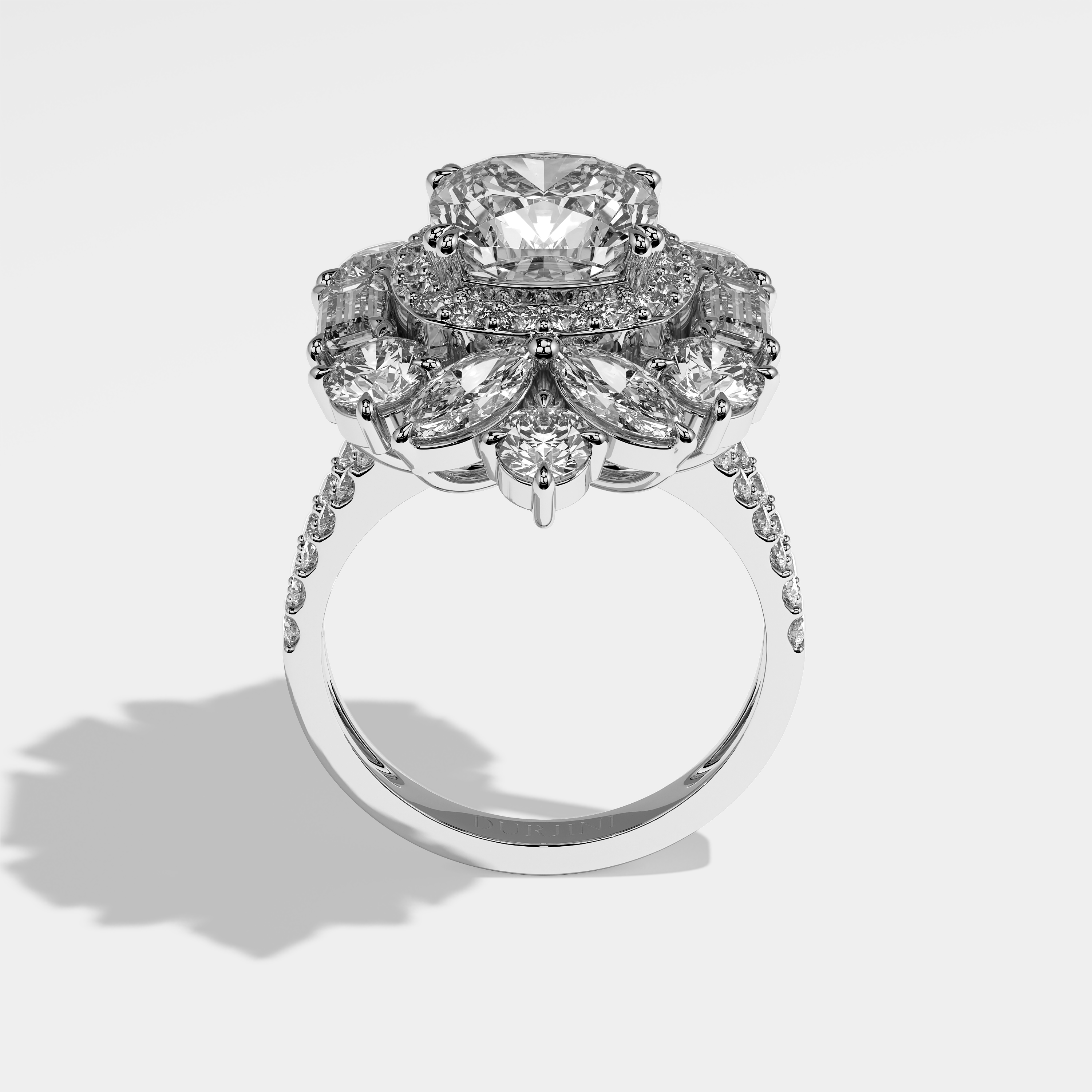 Analeigh Diamond Cushion Engagement Ring 18K White Gold 18.00ct