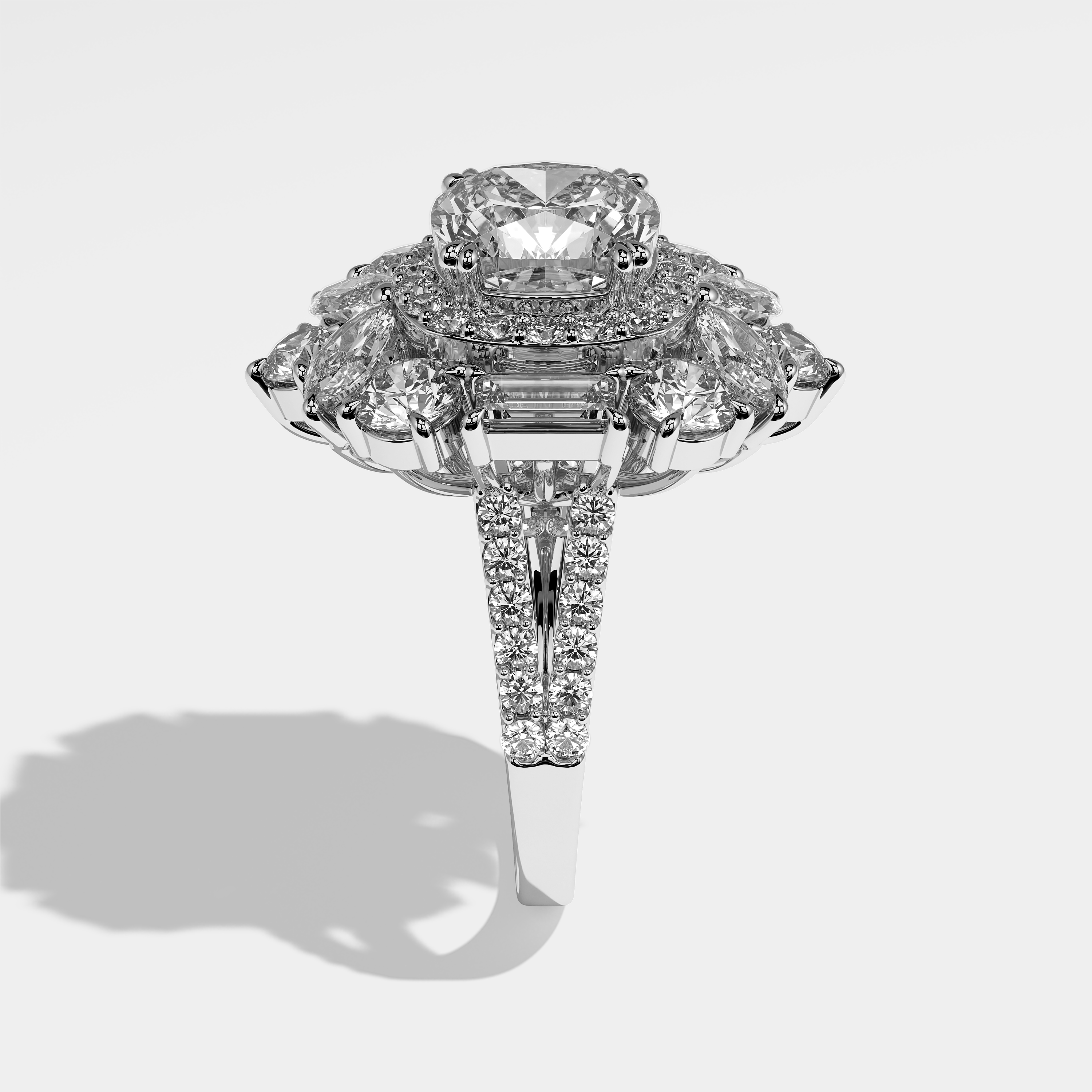 Analeigh Diamond Cushion Engagement Ring 18K White Gold 18.00ct