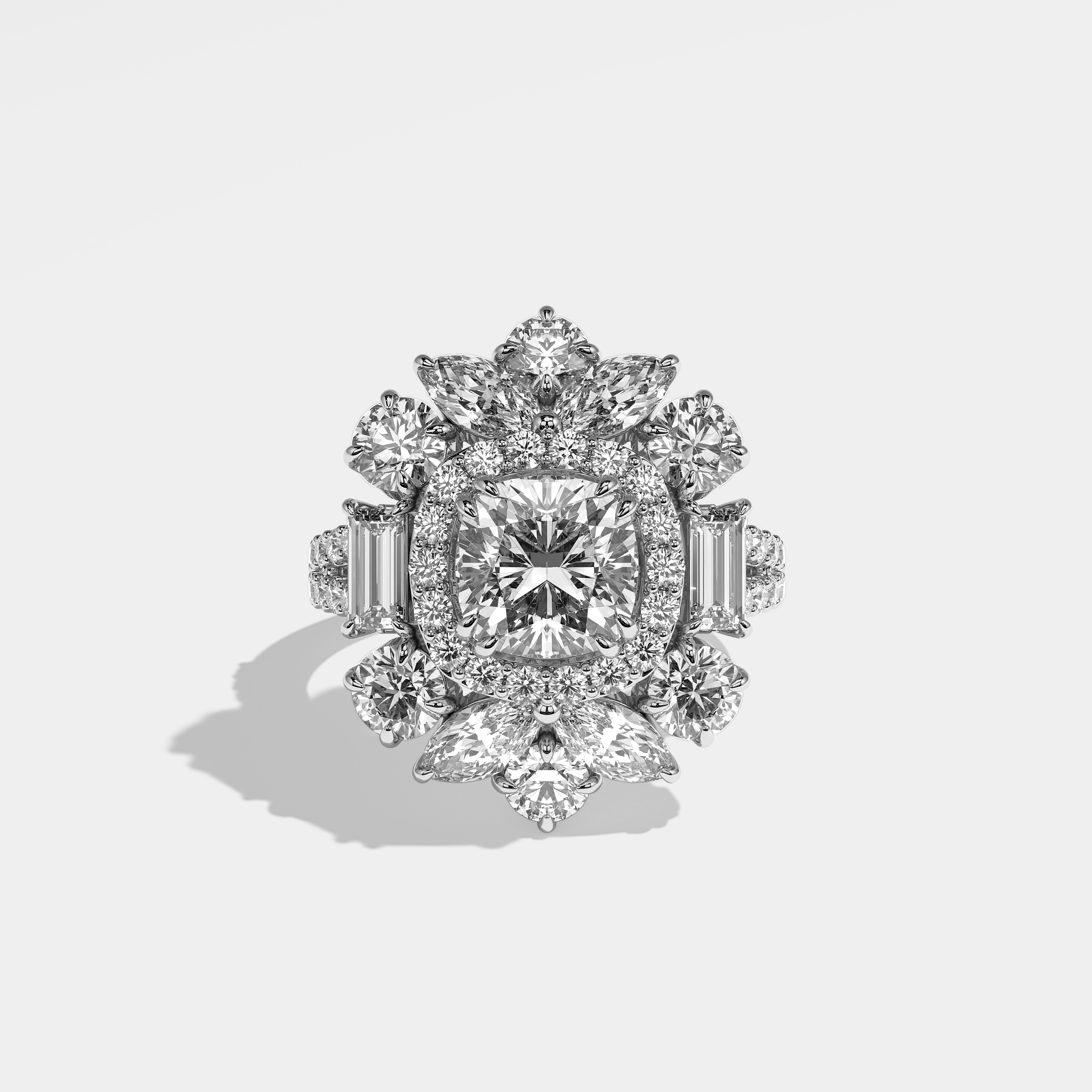 Alyana Diamond Cushion Engagement Ring 18K White Gold 43.00ct