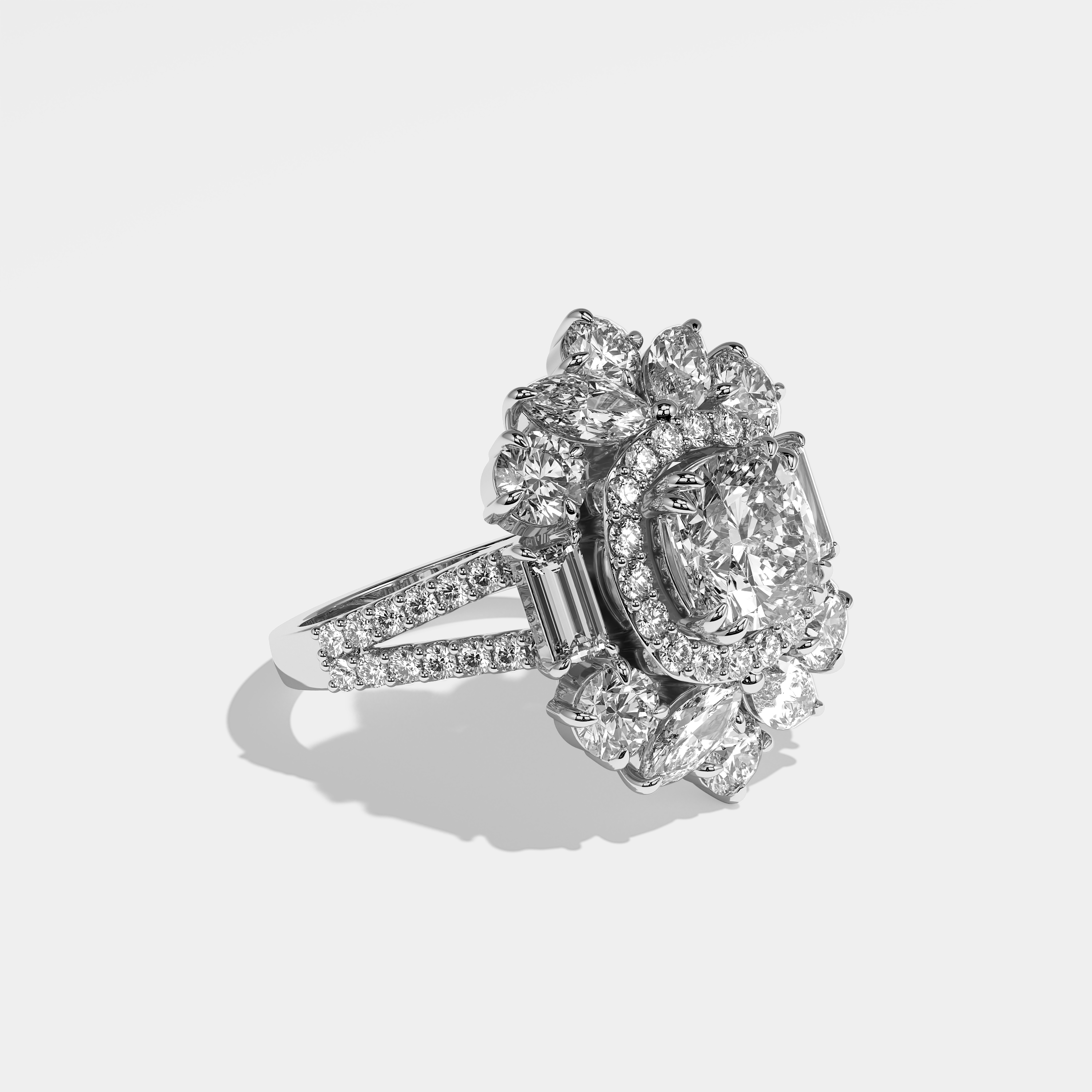 Alyana Diamond Cushion Engagement Ring 18K White Gold 43.00ct