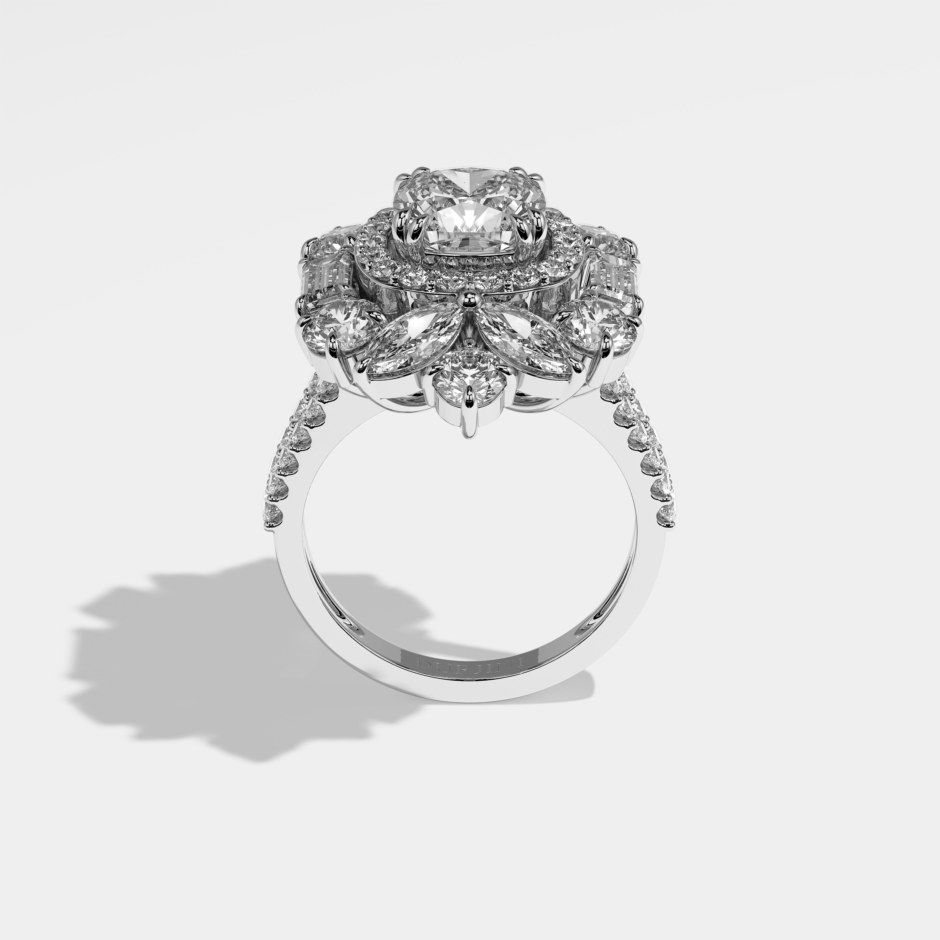 Alyana Diamond Cushion Engagement Ring 18K White Gold 43.00ct