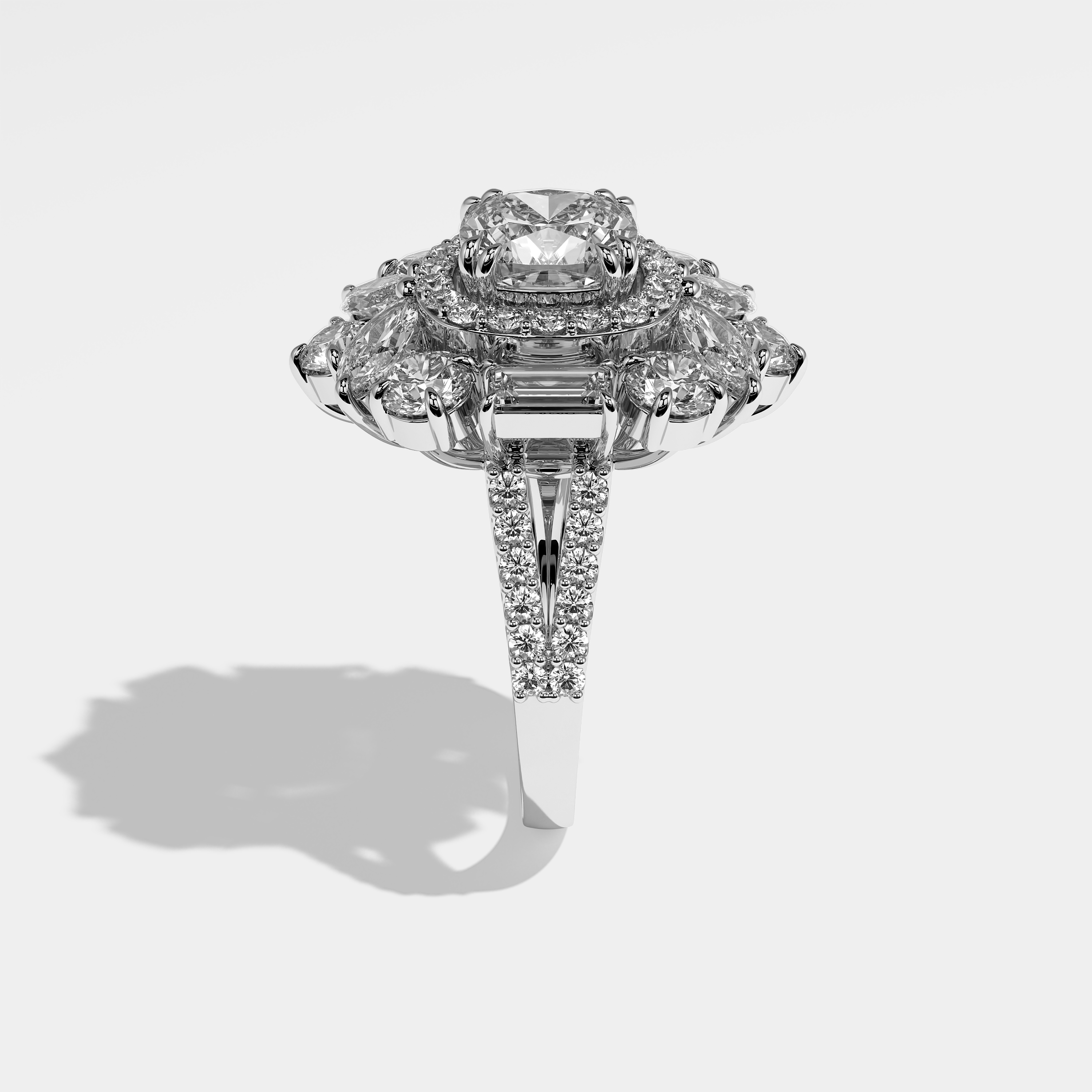 Alyana Diamond Cushion Engagement Ring 18K White Gold 43.00ct