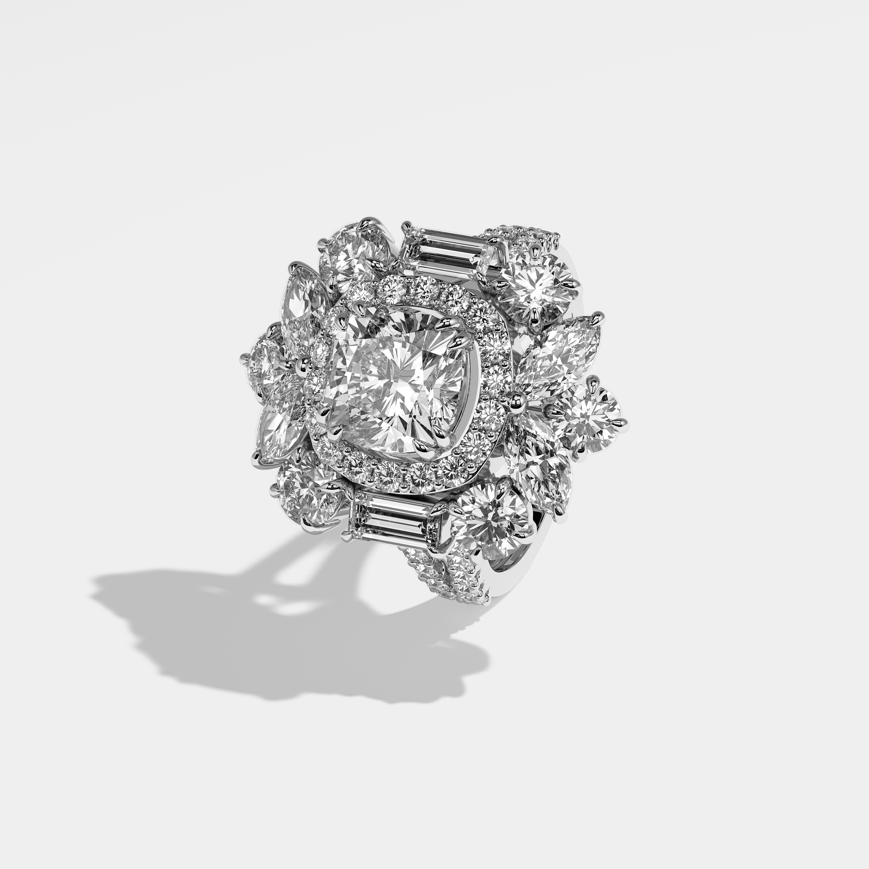 Alyana Diamond Cushion Engagement Ring 18K White Gold 43.00ct