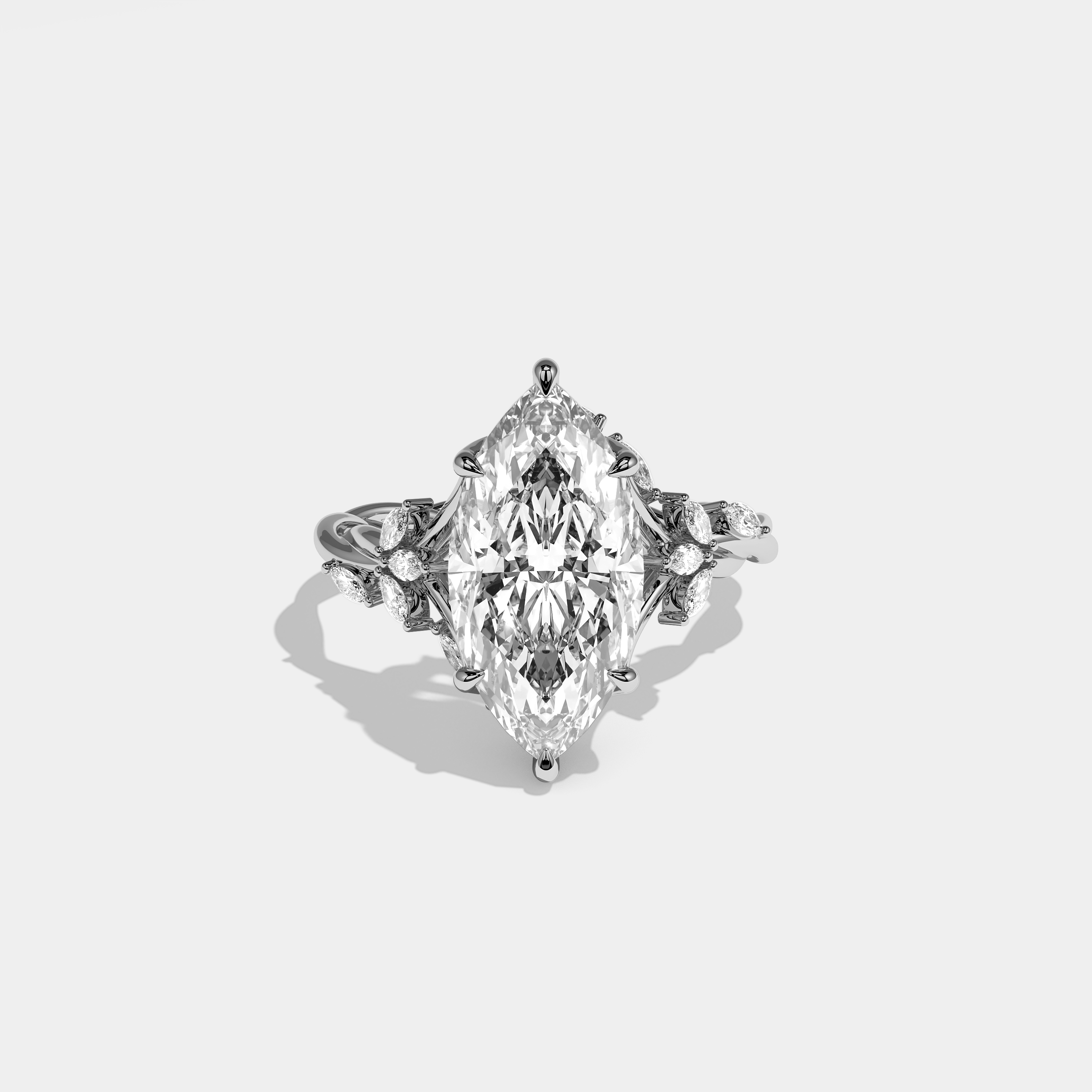 Victoria Diamond Marquise Engagement Ring 18K White Gold 10.00ct