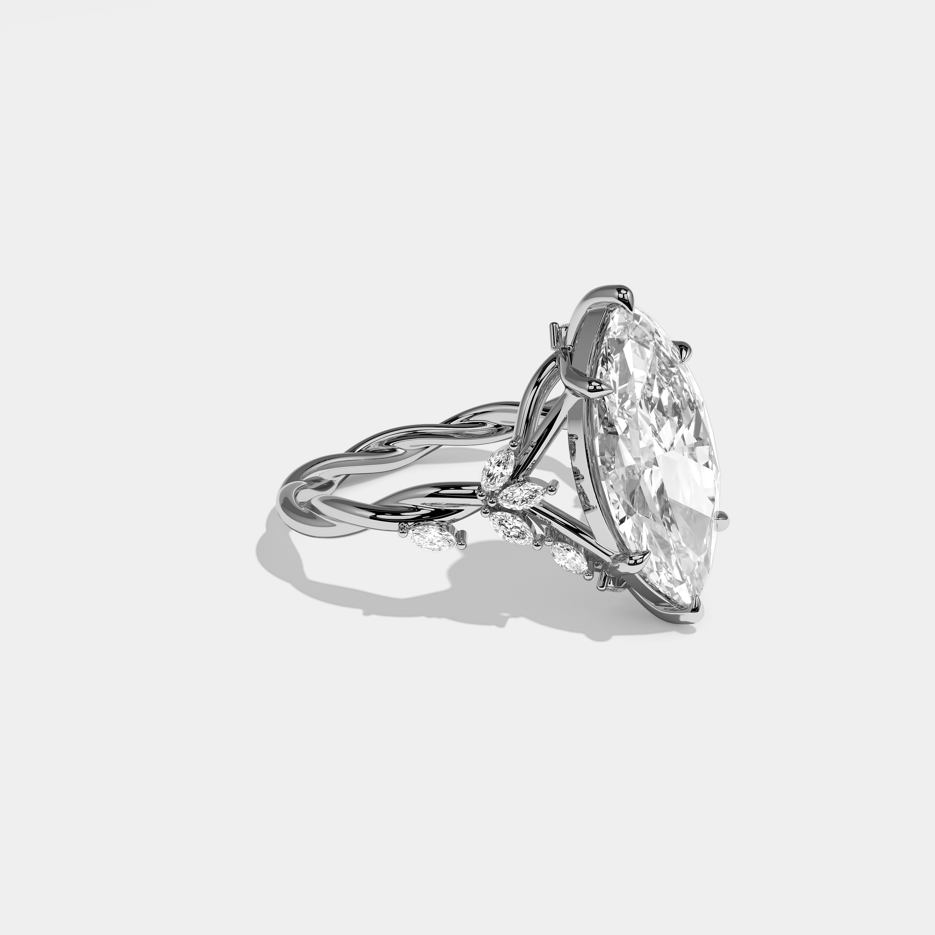 Victoria Diamond Marquise Engagement Ring 18K White Gold 10.00ct