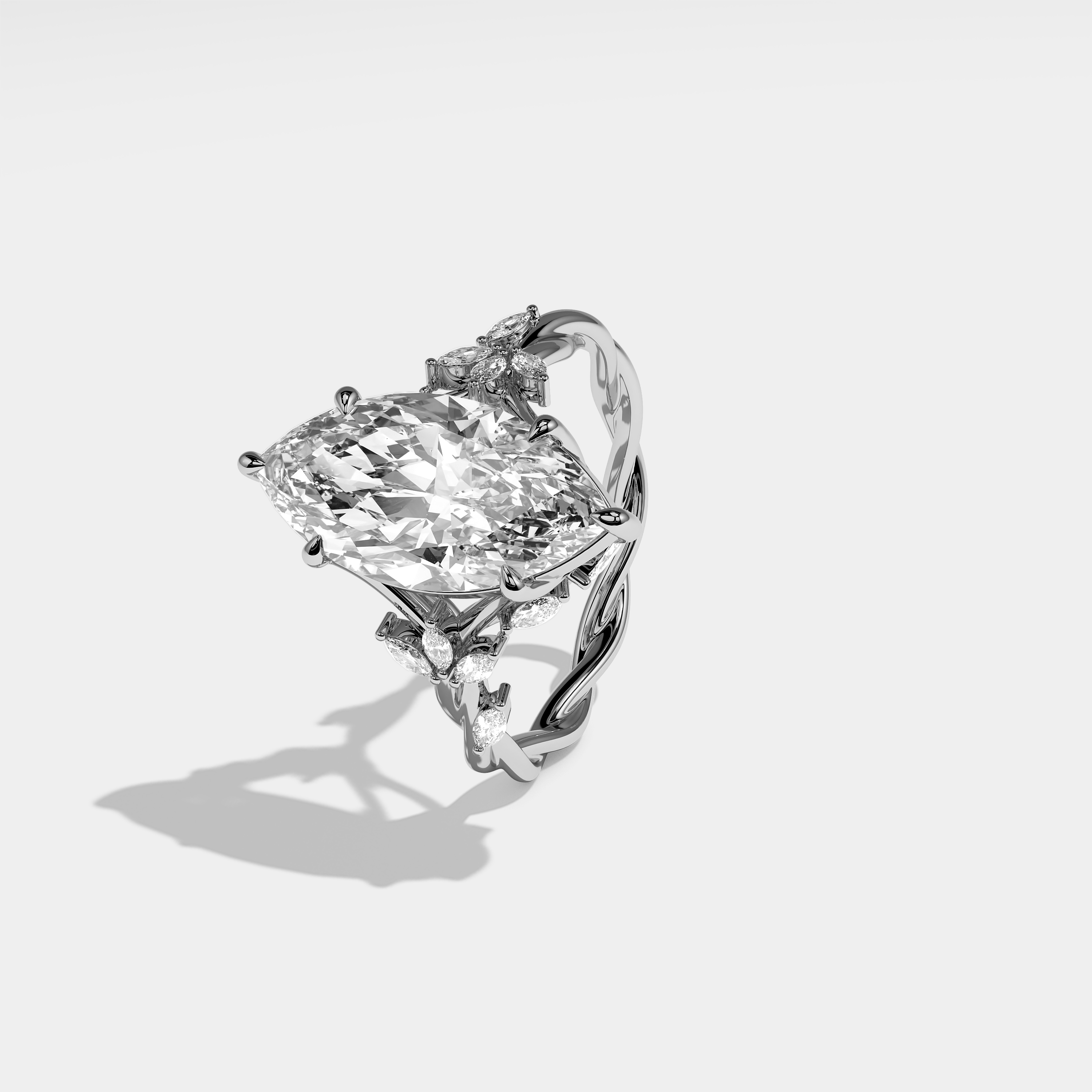 Victoria Diamond Marquise Engagement Ring 18K White Gold 10.00ct