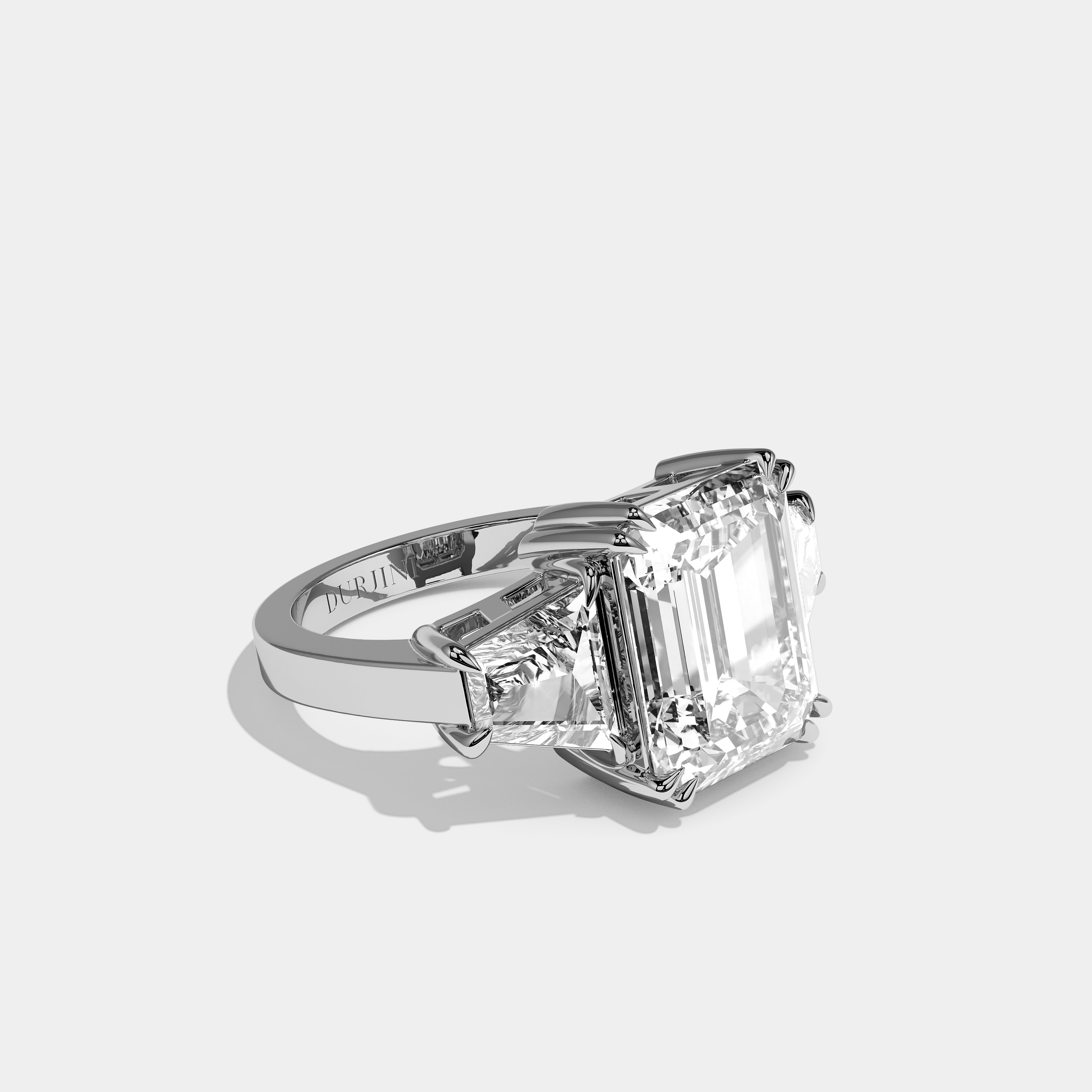 Right View – Kurbãni Durjini Arabella Diamond Emerald Cut Engagement Ring White Gold
