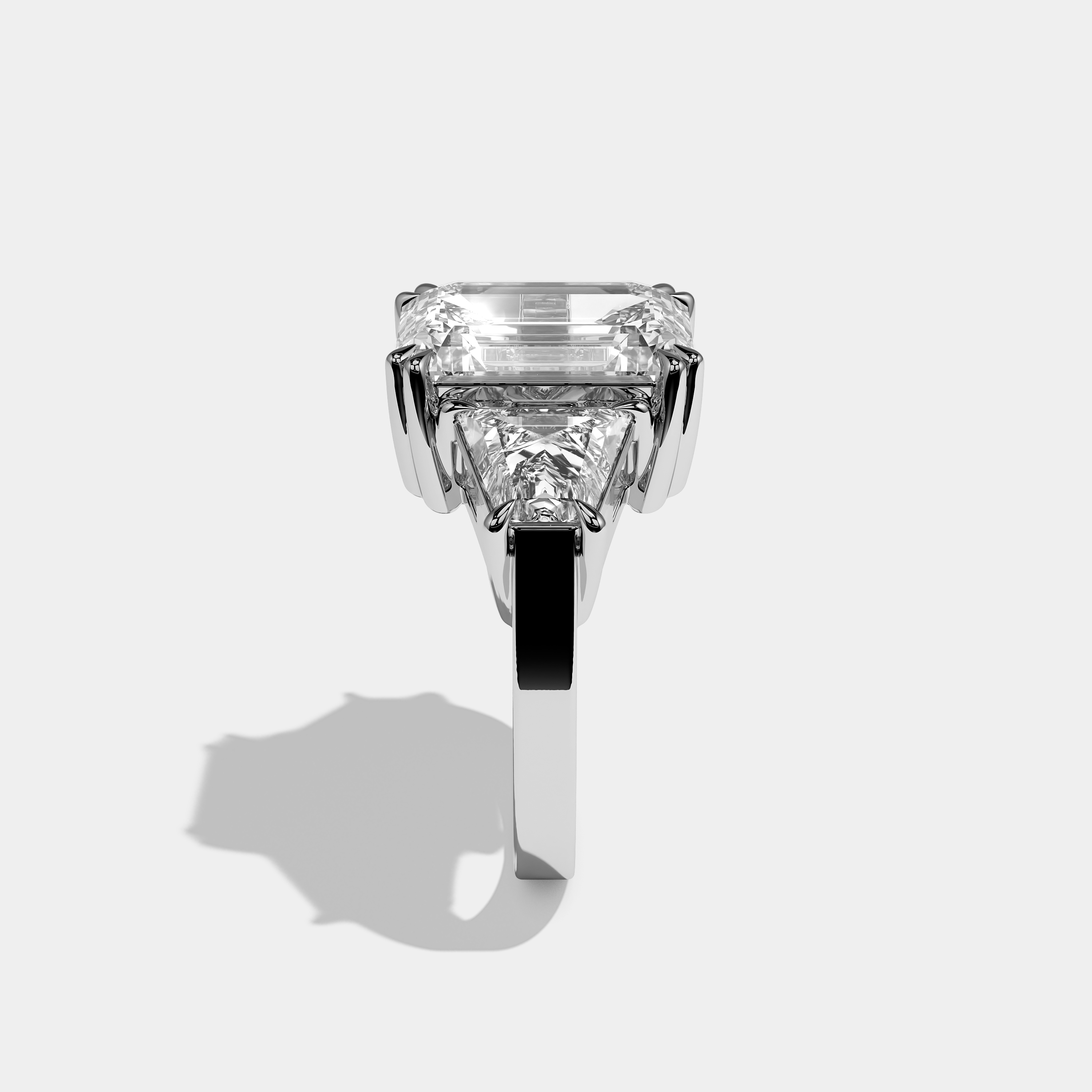 Side View – Kurbãni Durjini Arabella Diamond Emerald Cut Engagement Ring White Gold