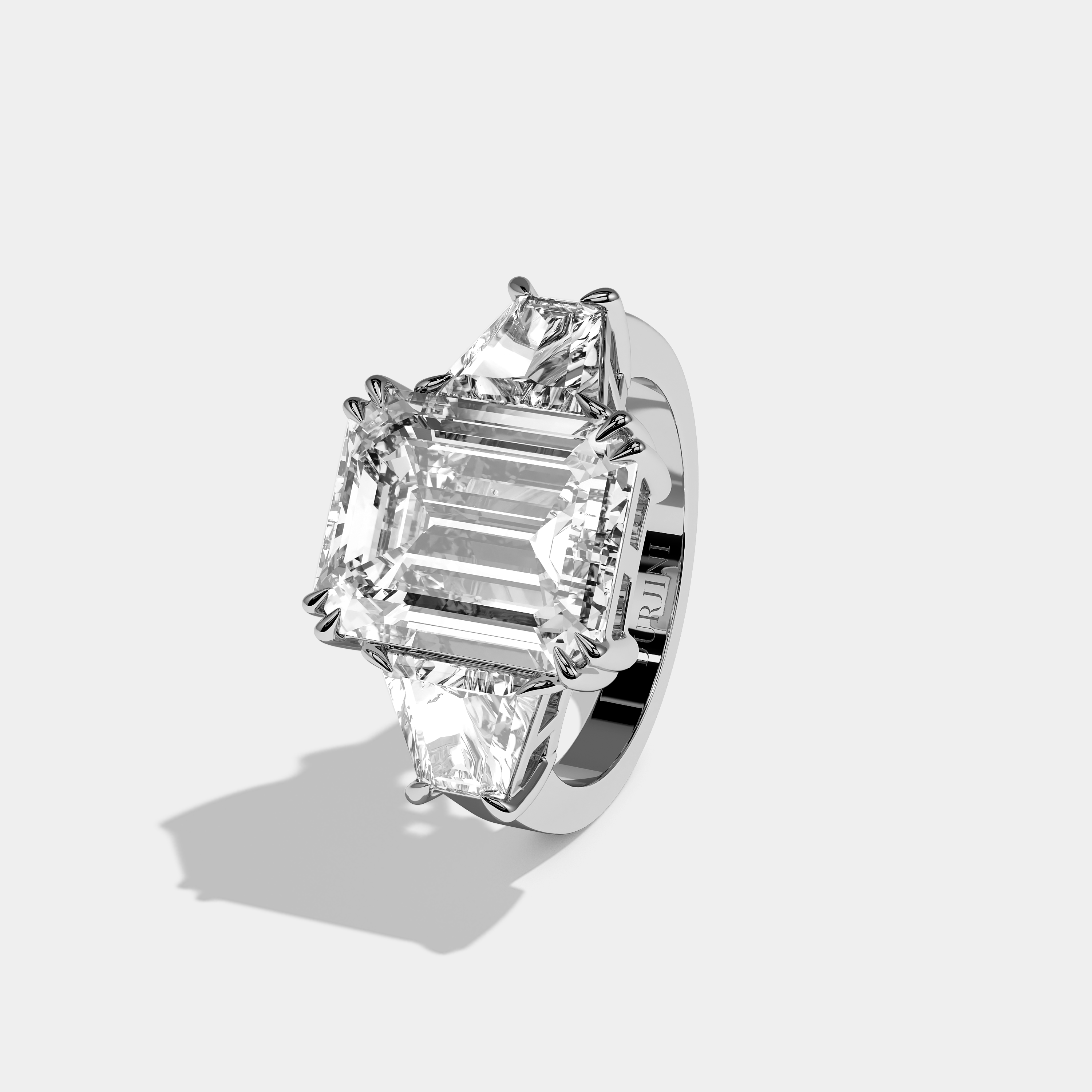 Left View – Kurbãni Durjini Arabella Diamond Emerald Cut Engagement Ring White Gold