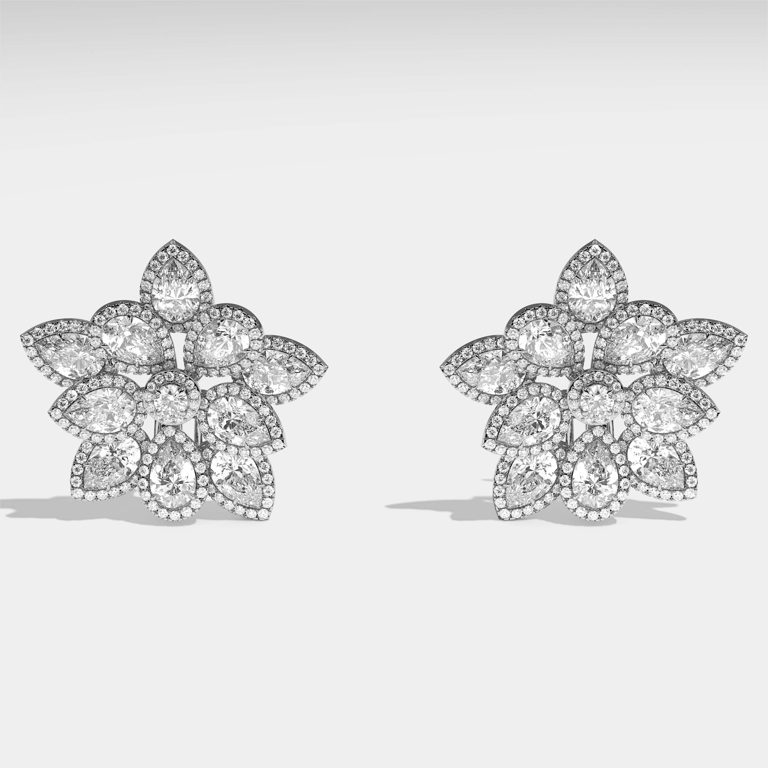 Margaret Diamond Pear Halo Earrings 18K White Gold 20.00ct