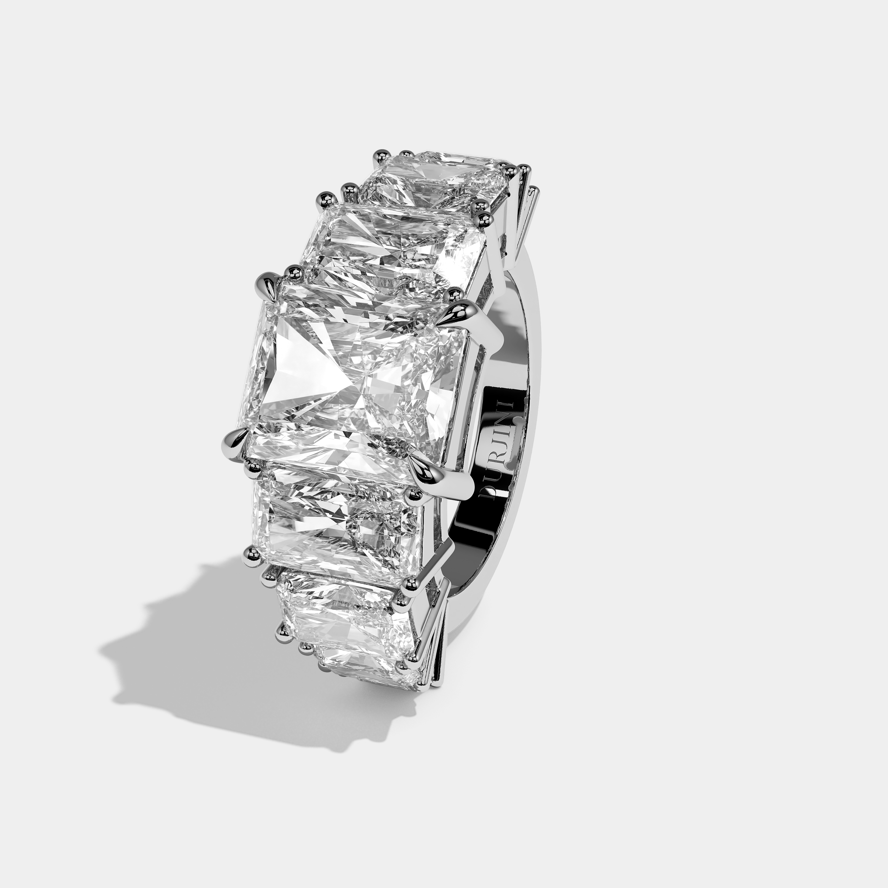 Left View – Kurbãni Durjini Cecilia Diamond Radiant Engagement Ring White Gold
