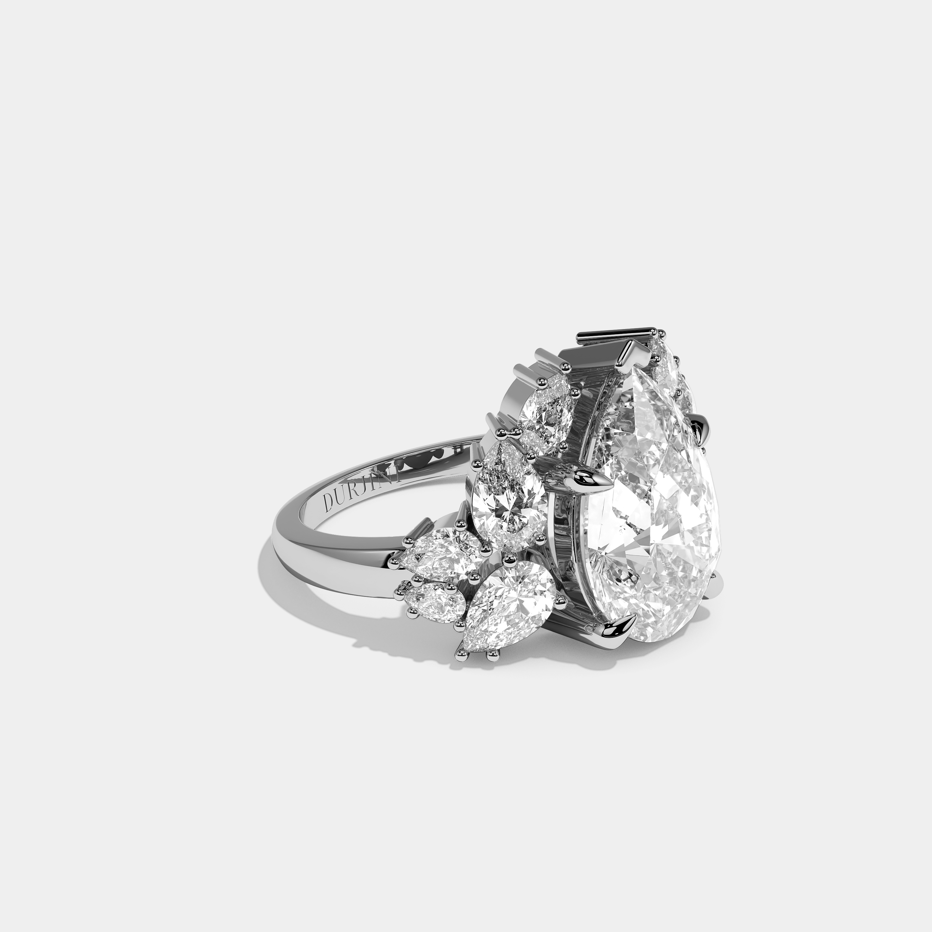 Right View – Kurbãni Durjini Blanche Diamond Pear Engagement Ring White Gold