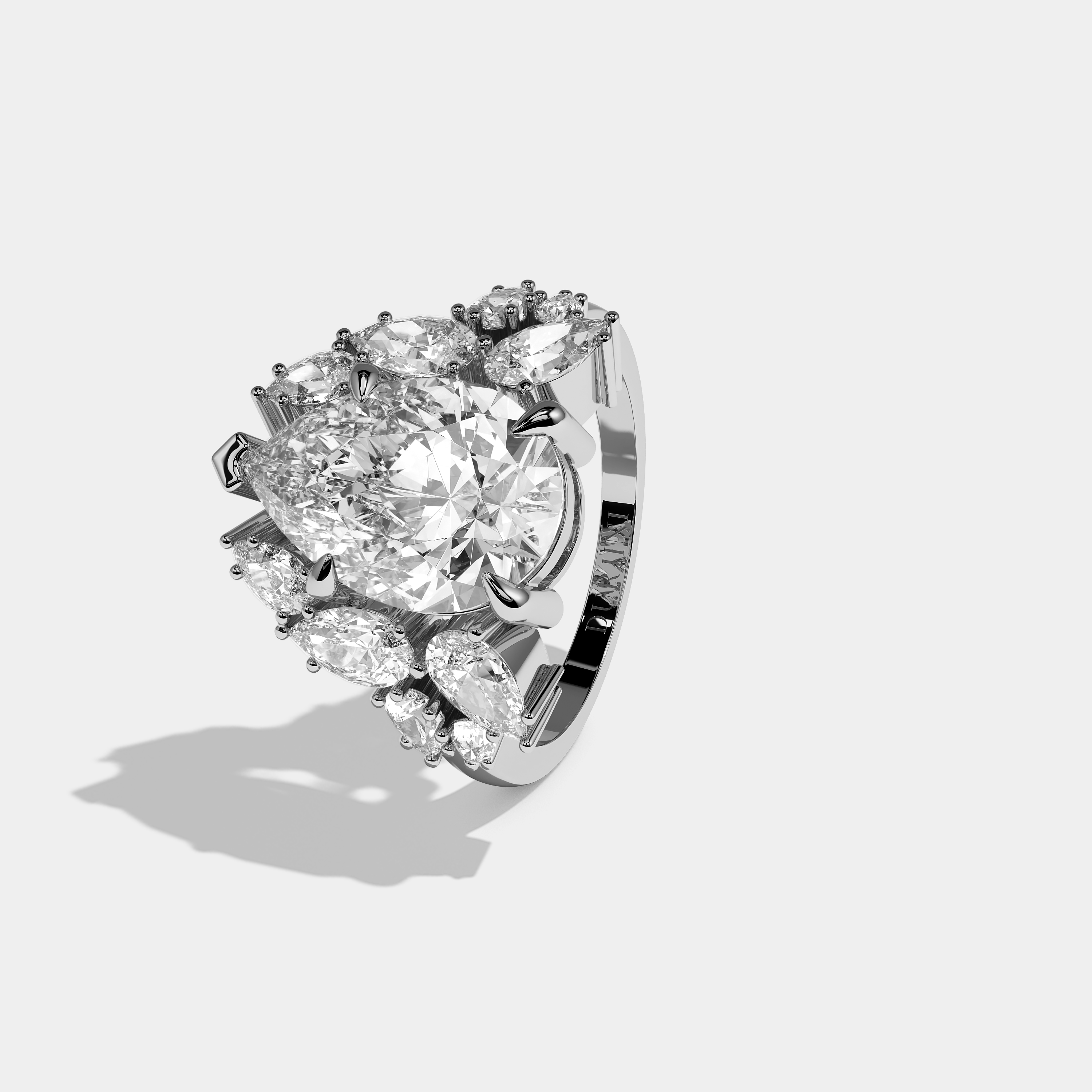 Left View – Kurbãni Durjini Blanche Diamond Pear Engagement Ring White Gold