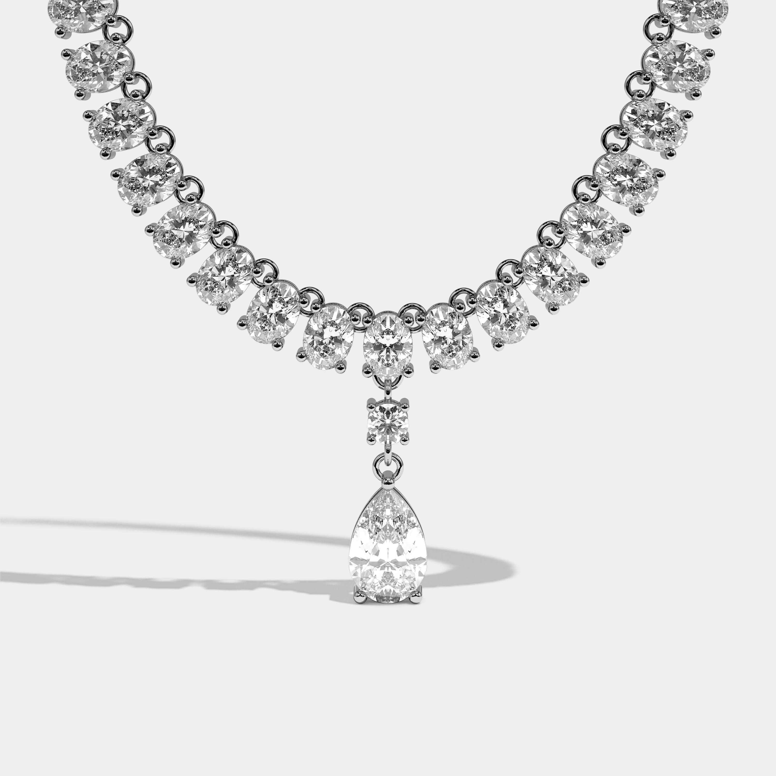 Auguste Diamond Pear Cut Halo Necklace 18K White Gold 50.00ct