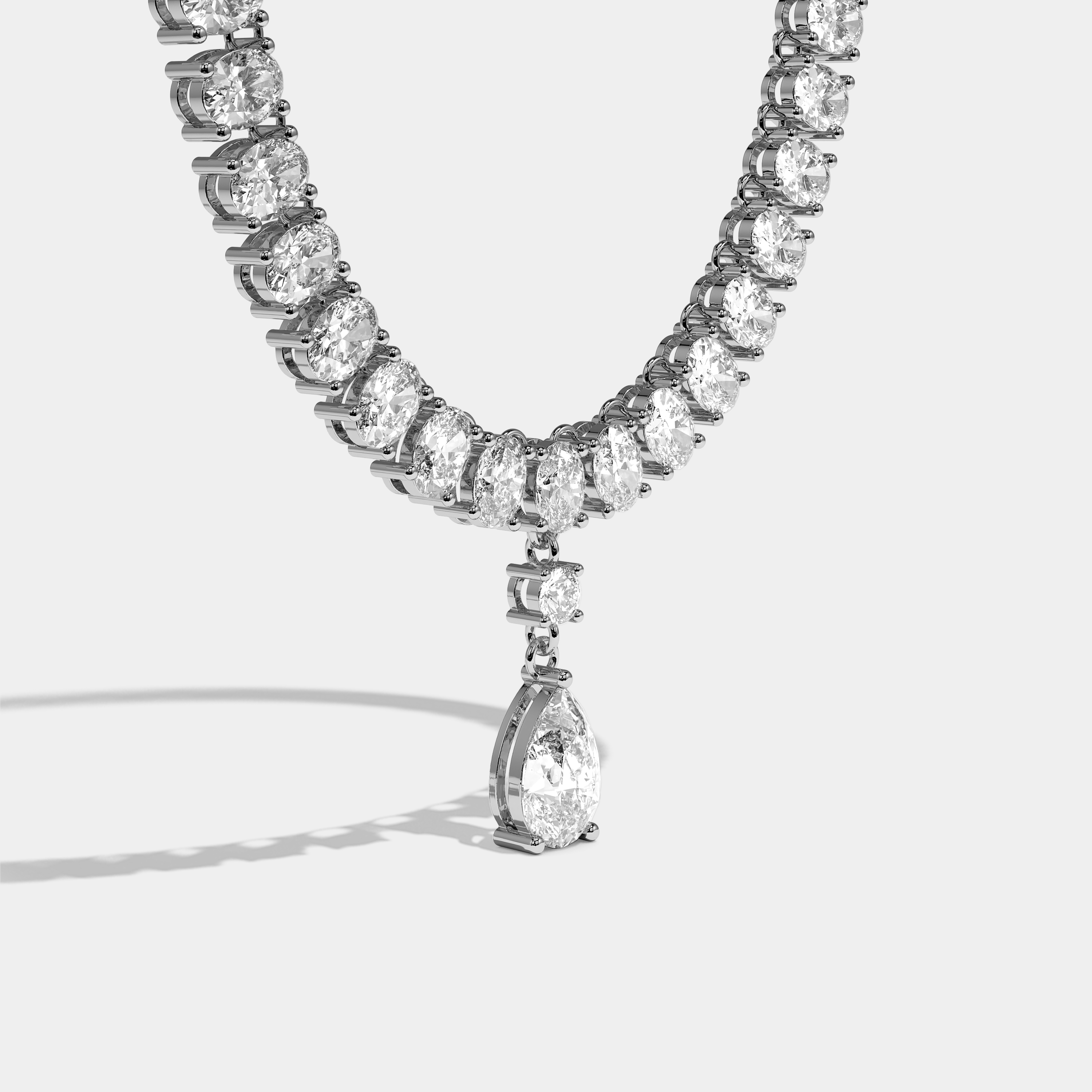 Auguste Diamond Pear Cut Halo Necklace 18K White Gold 50.00ct