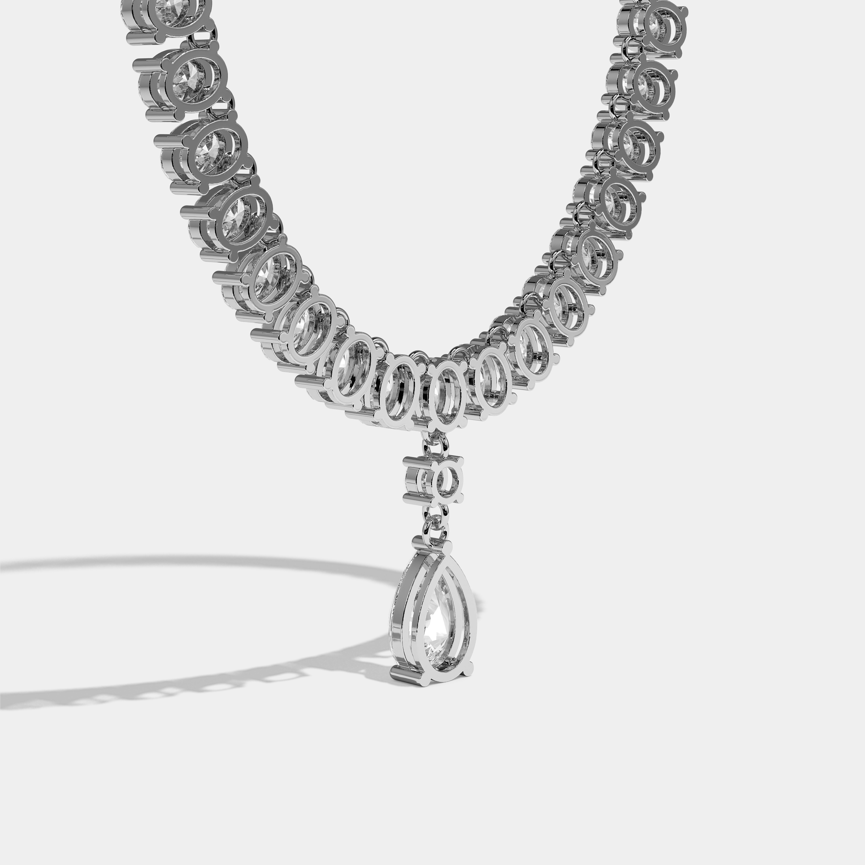 Auguste Diamond Pear Cut Halo Necklace 18K White Gold 50.00ct