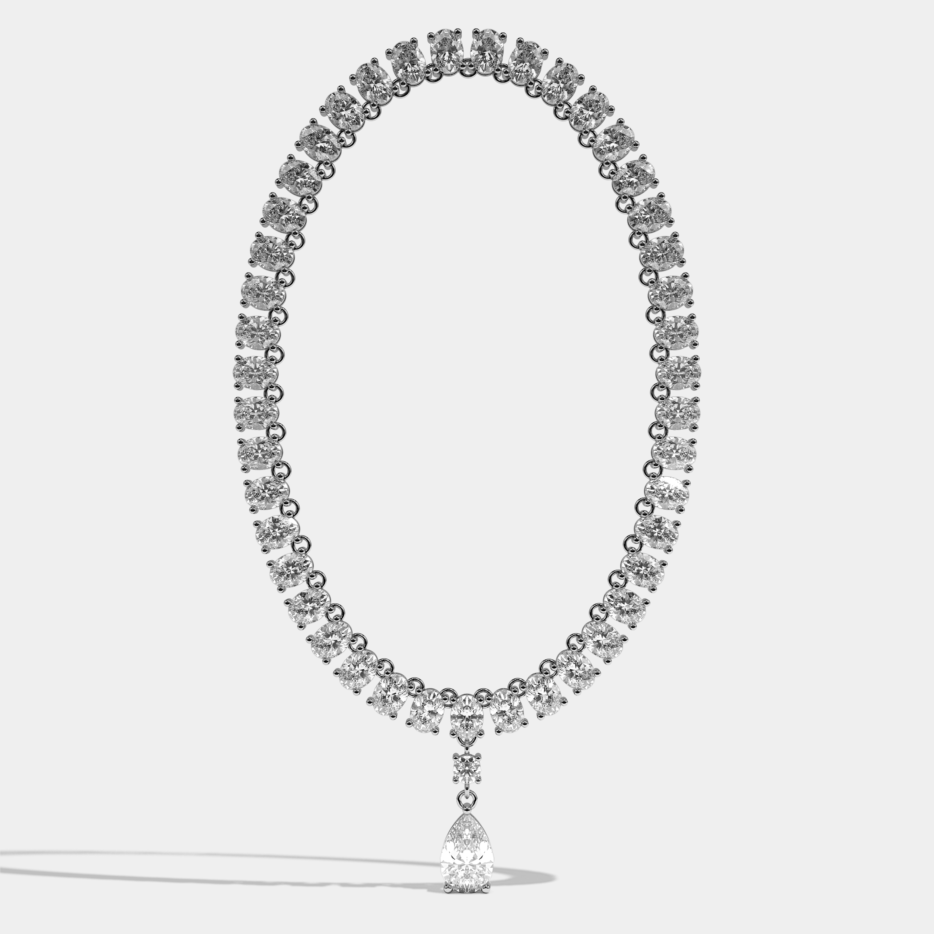 Auguste Diamond Pear Cut Halo Necklace 18K White Gold 50.00ct