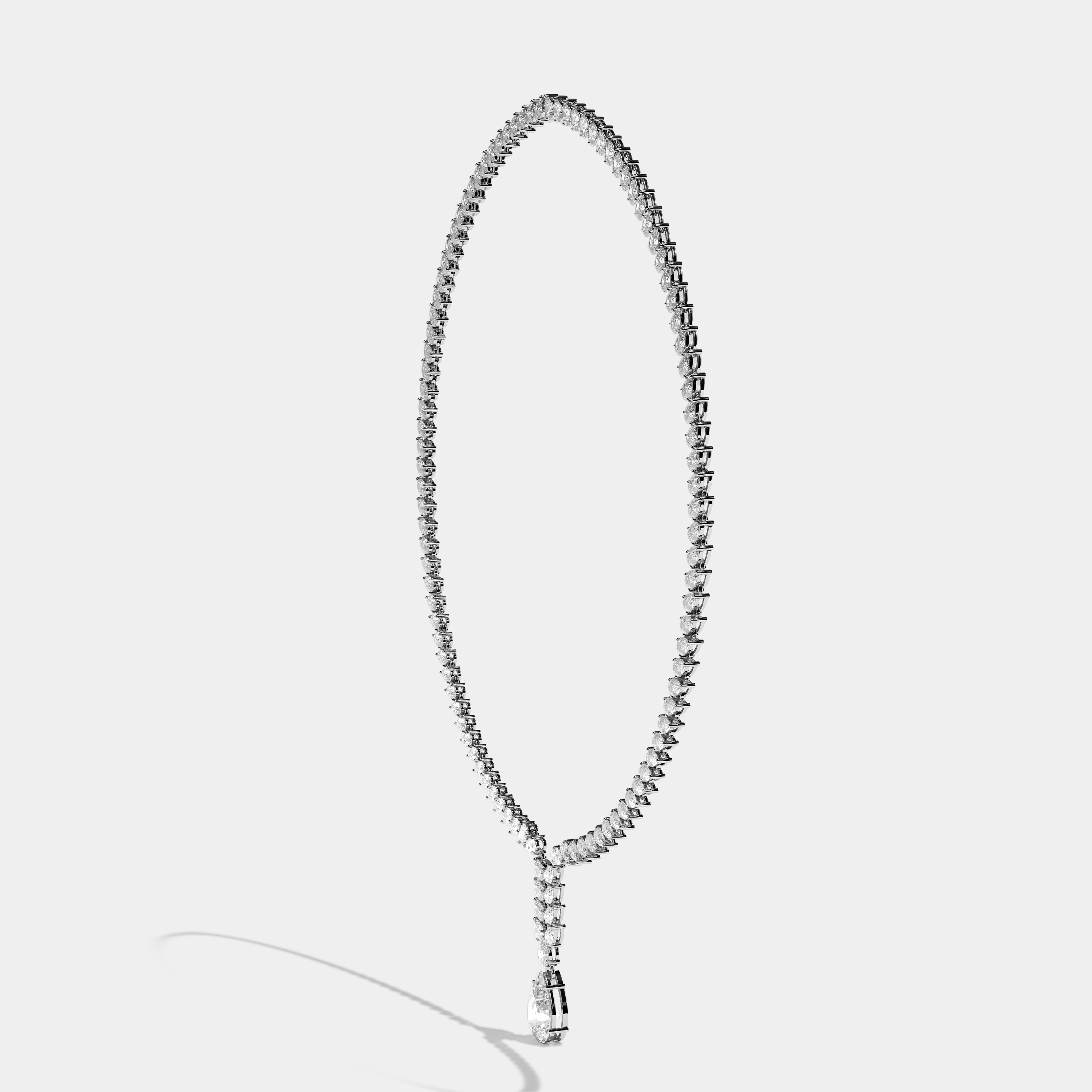 Catherine Diamond Twin Pear Cut Halo Necklace 18K White Gold 80.00ct