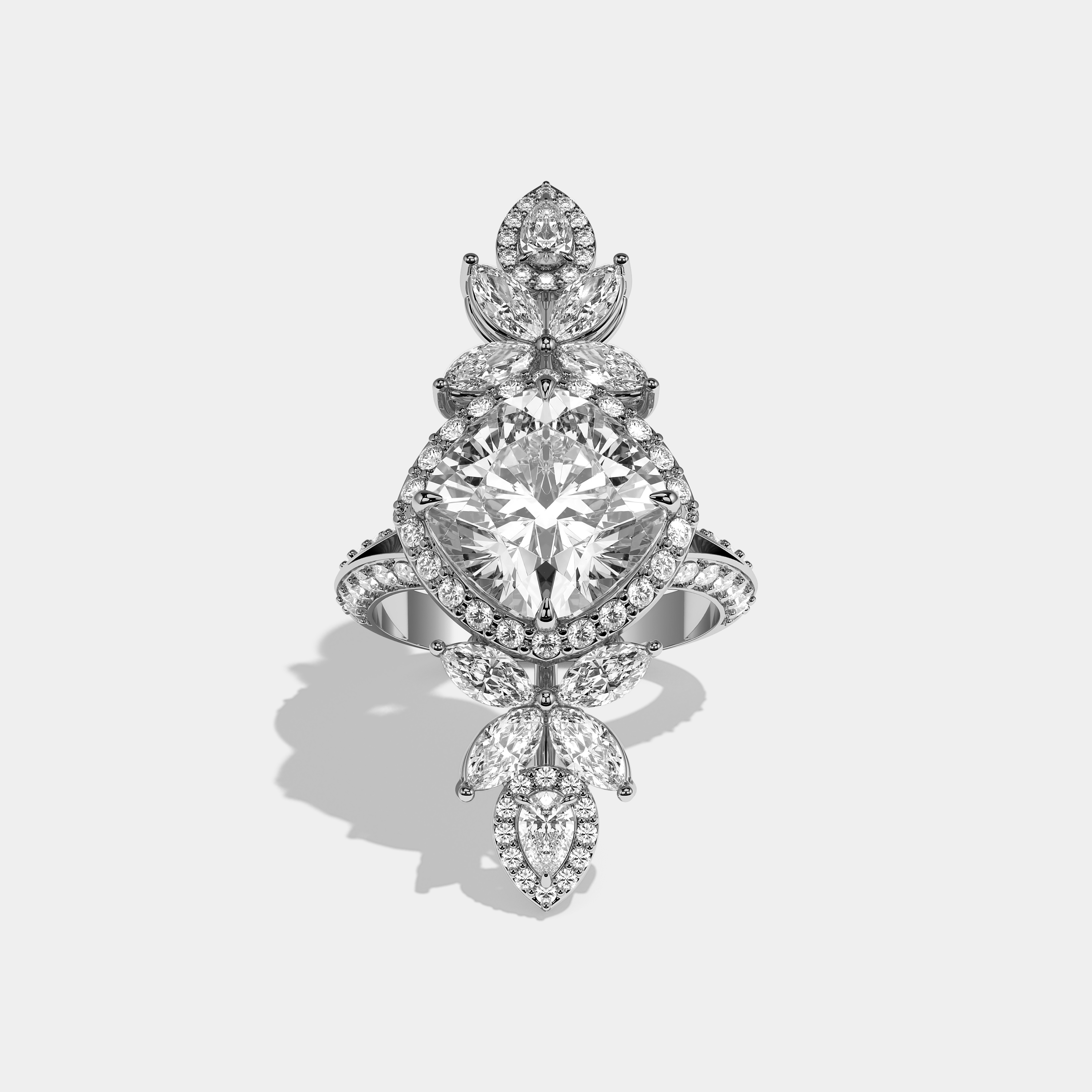 Agnes Diamond Cushion Cut Halo Engagement Ring 18K White Gold 25.00ct