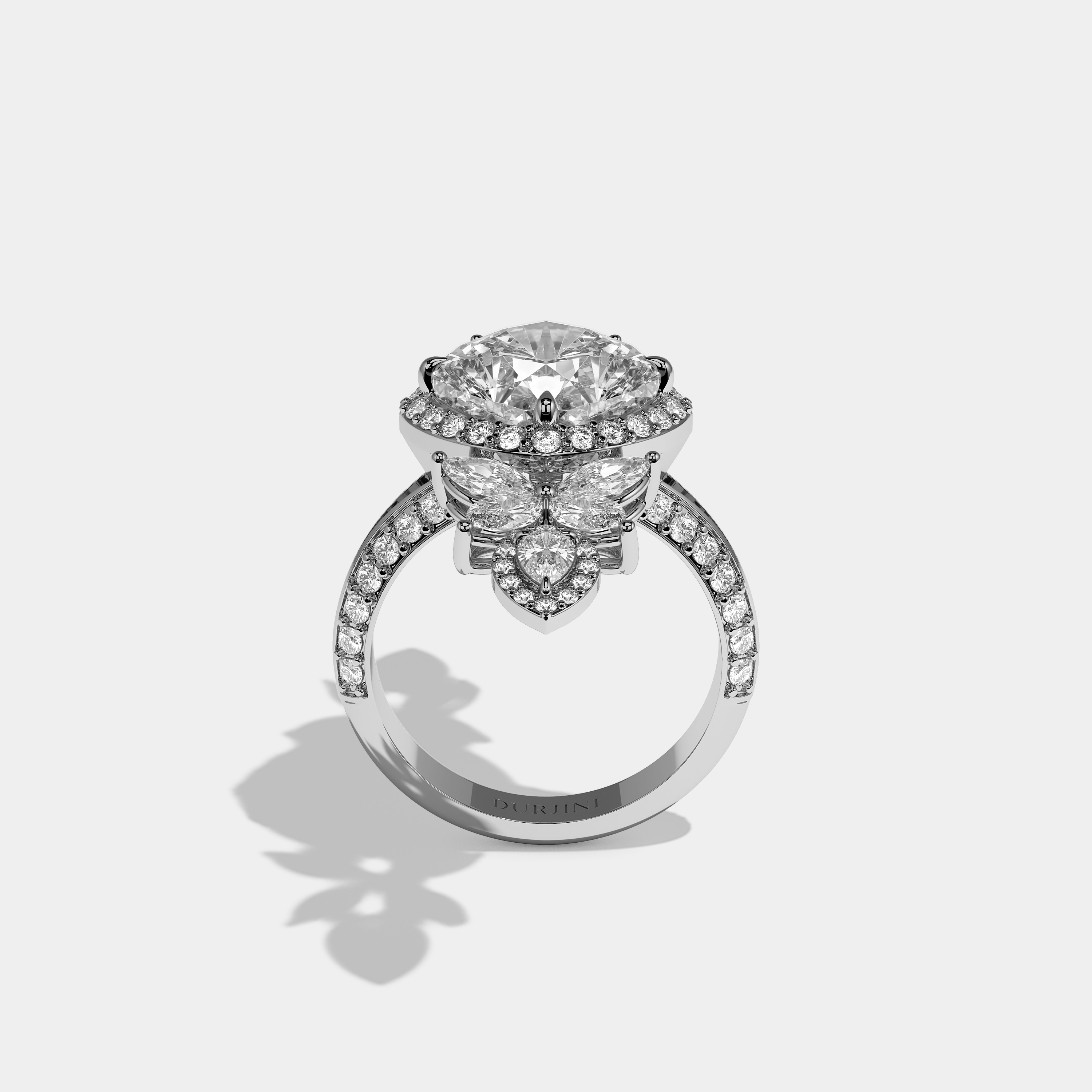 Agnes Diamond Cushion Cut Halo Engagement Ring 18K White Gold 25.00ct