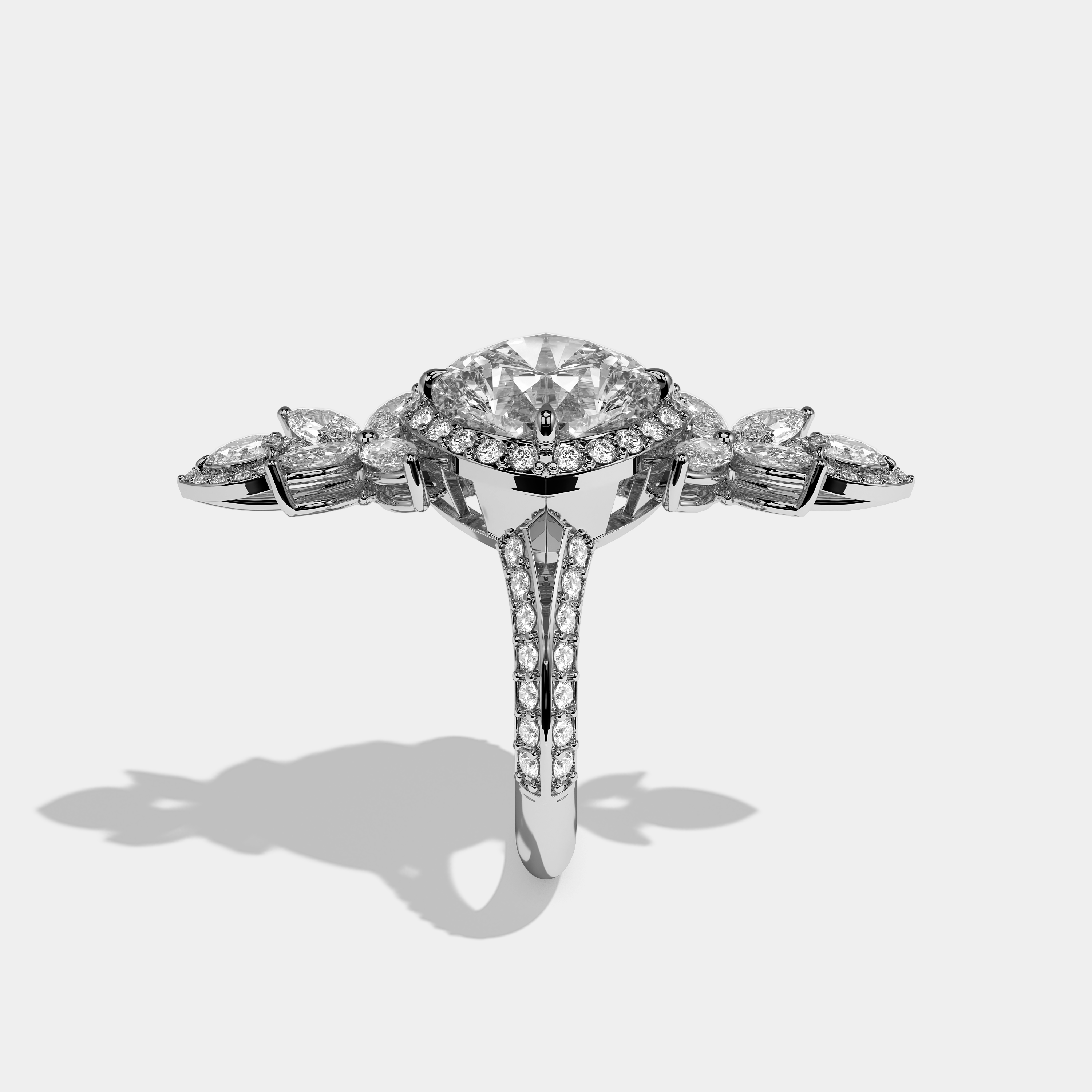 Agnes Diamond Cushion Cut Halo Engagement Ring 18K White Gold 25.00ct