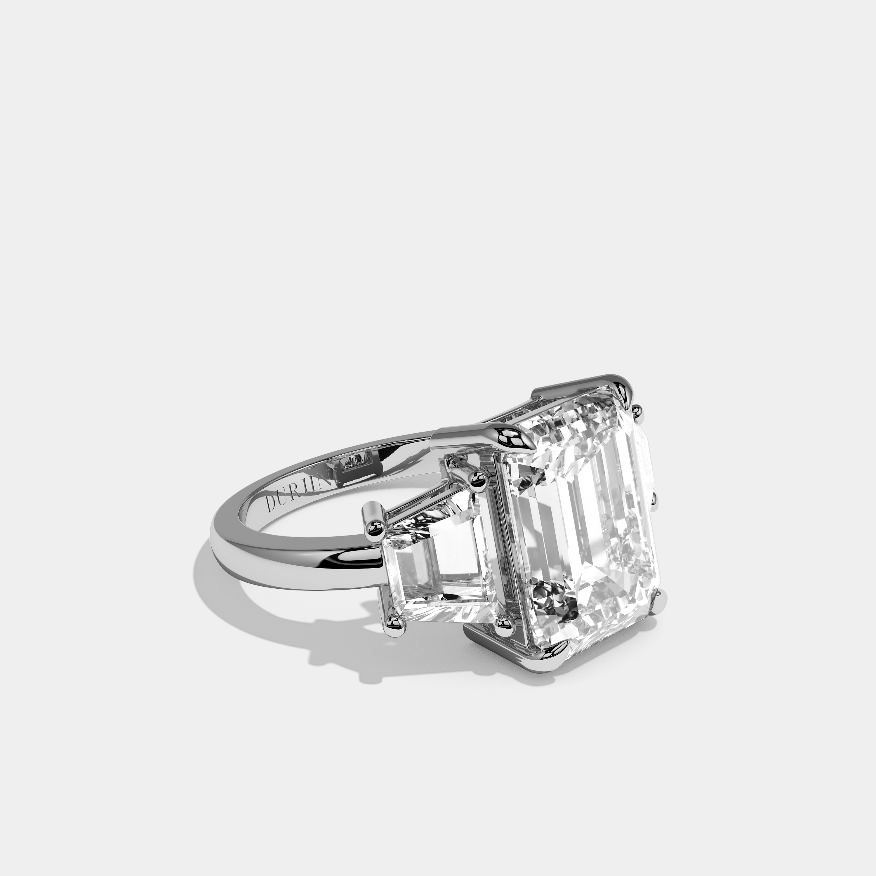Right View – Kurbãni Durjini Isabelle Diamond Emerald Cut Halo Engagement Ring White Gold