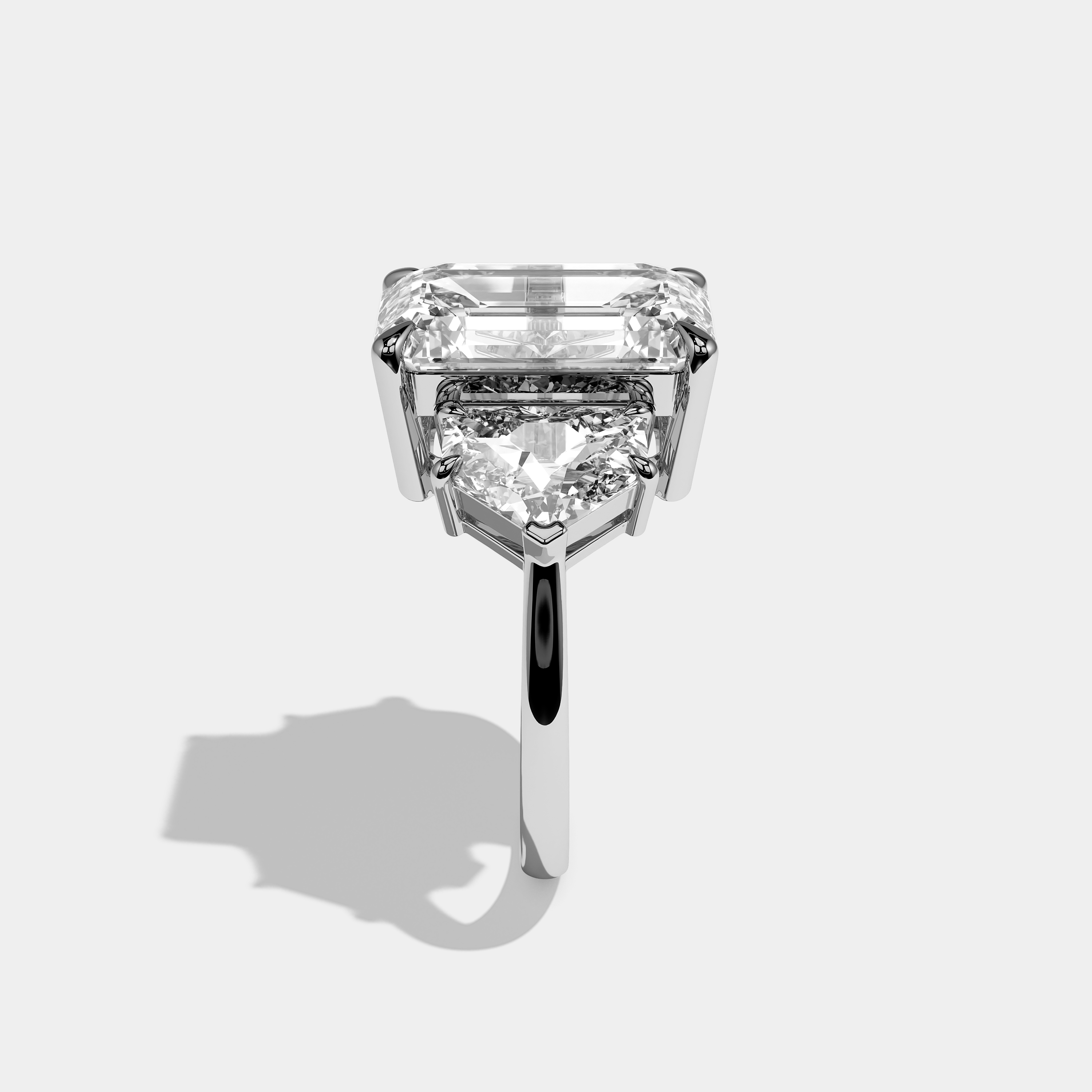 Side View – Kurbãni Durjini Evelyn Diamond Emerald Cut Halo Engagement Ring White Gold