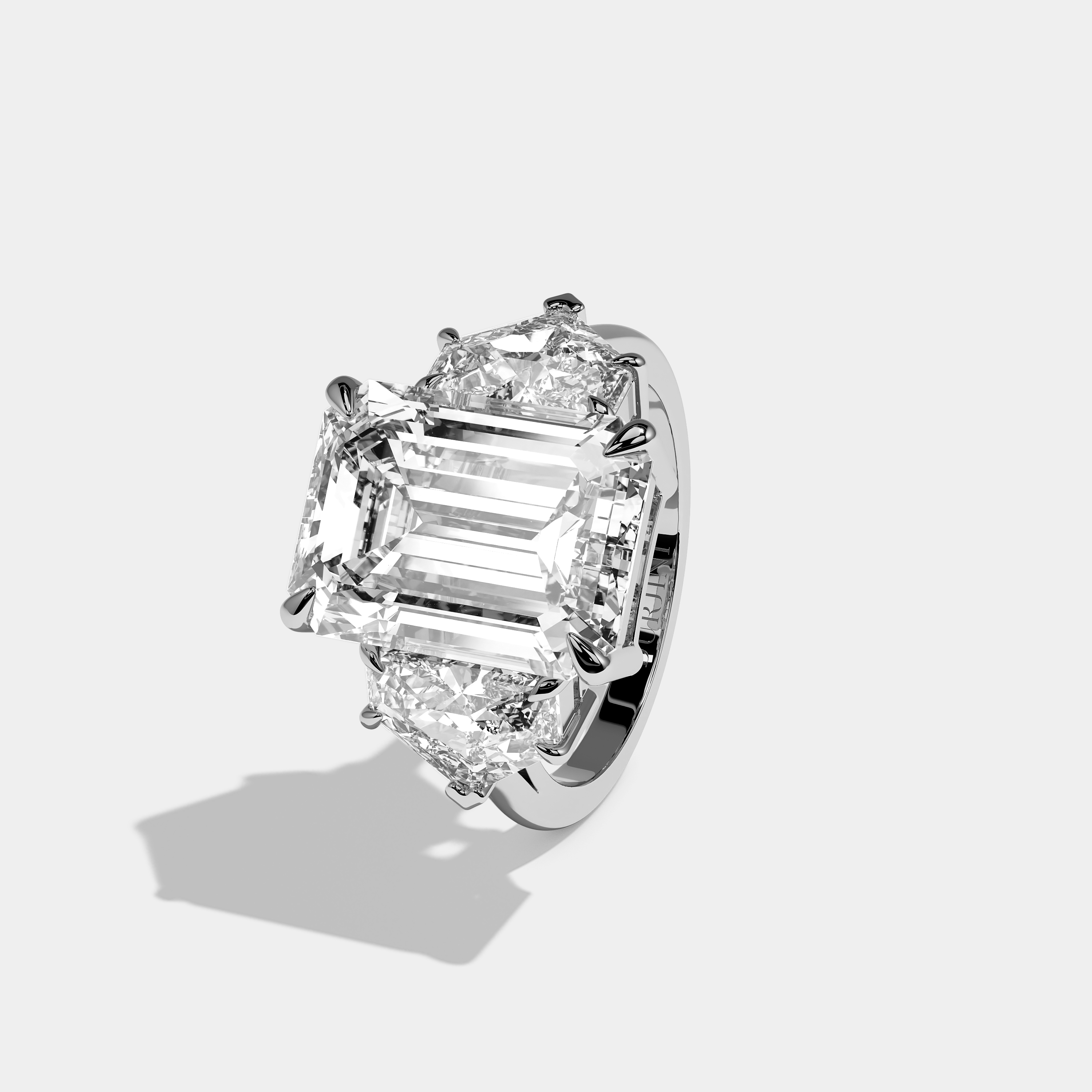 Left View – Kurbãni Durjini Evelyn Diamond Emerald Cut Halo Engagement Ring White Gold
