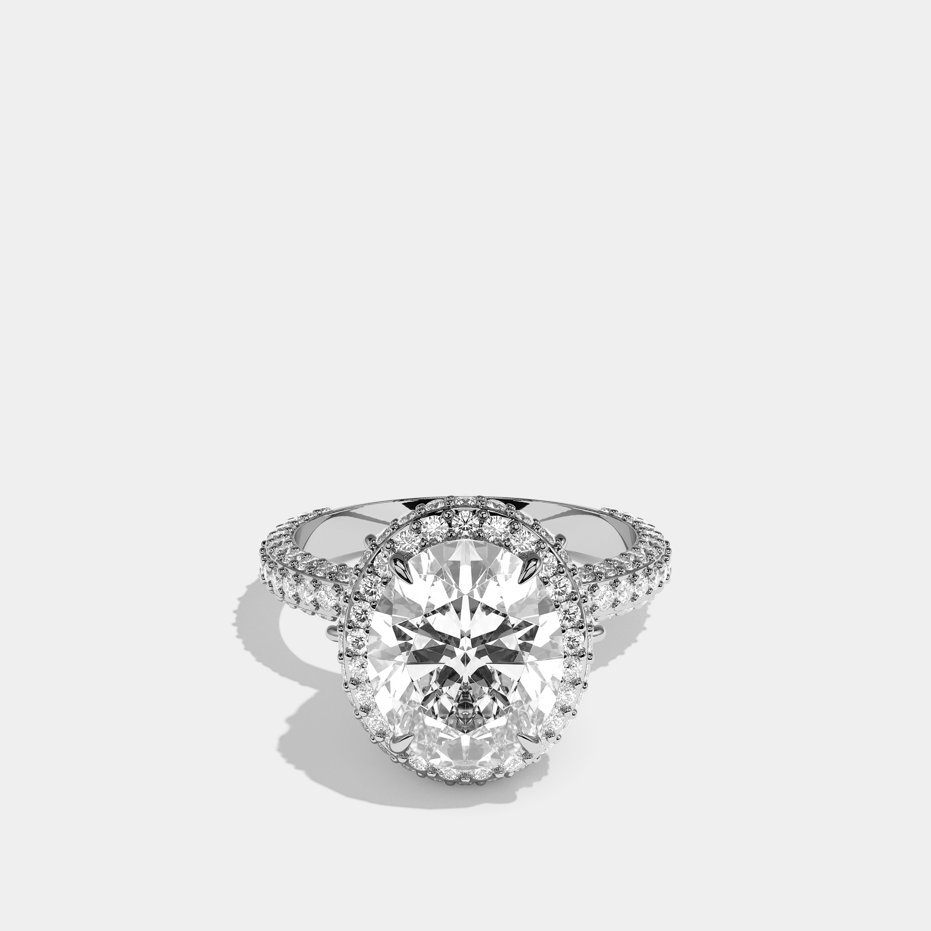 Gabriella Diamond Oval Cut Halo Engagement Ring 18K White Gold 20.00ct