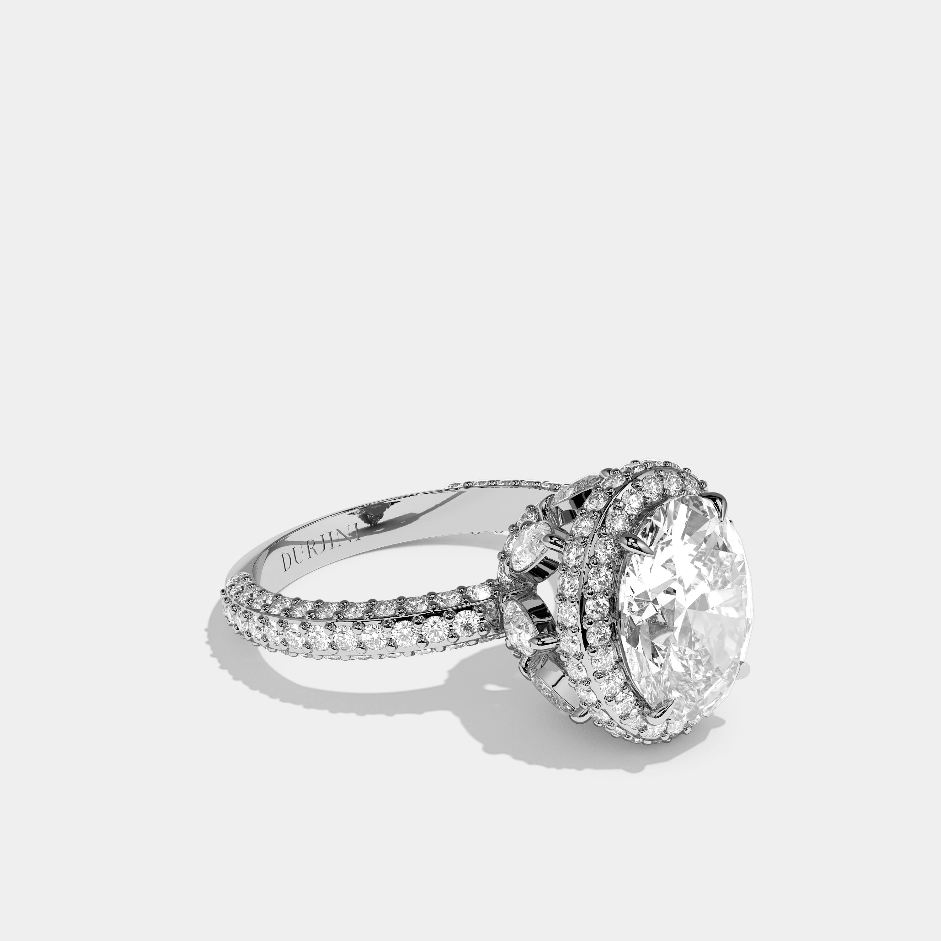 Gabriella Diamond Oval Cut Halo Engagement Ring 18K White Gold 20.00ct