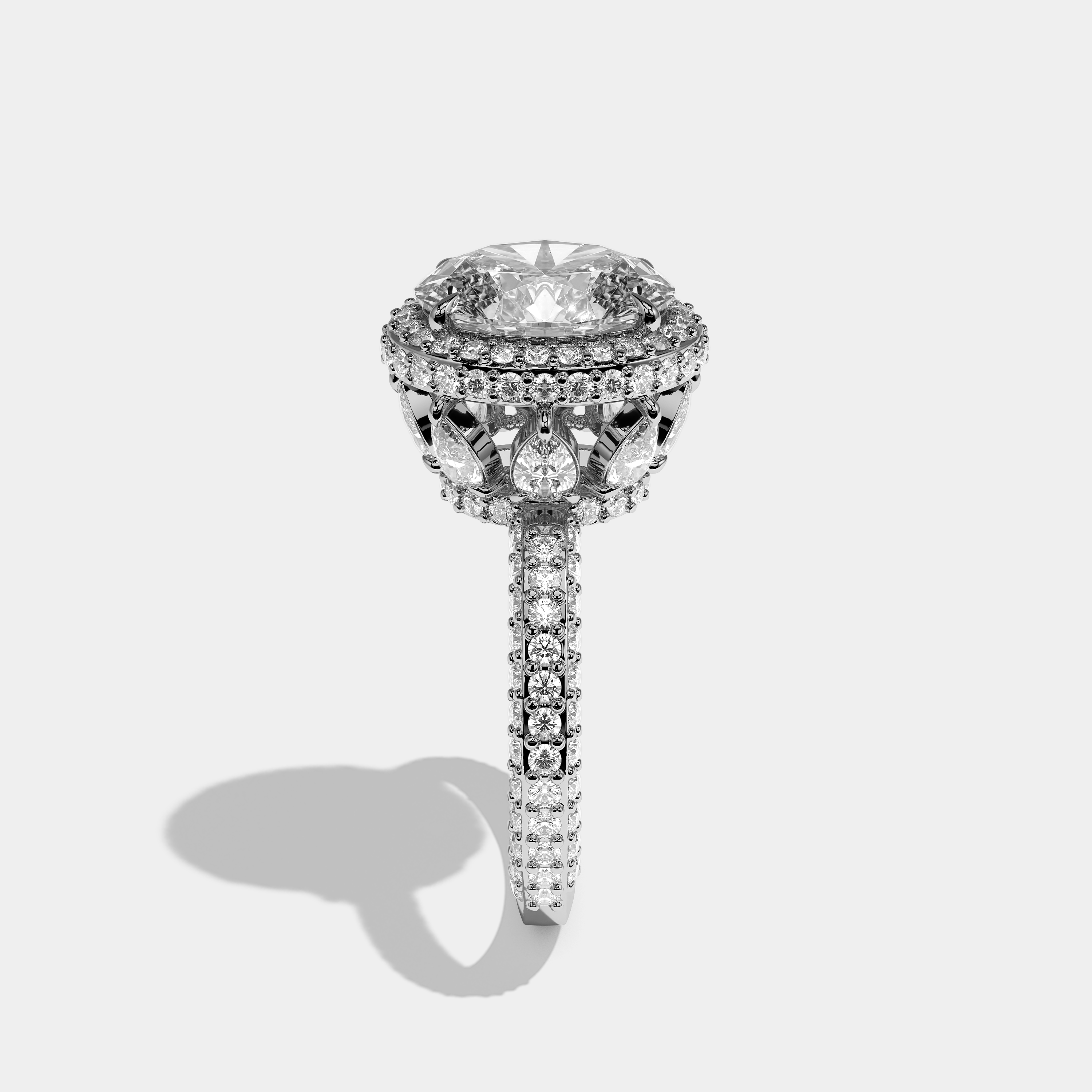 Gabriella Diamond Oval Cut Halo Engagement Ring 18K White Gold 20.00ct