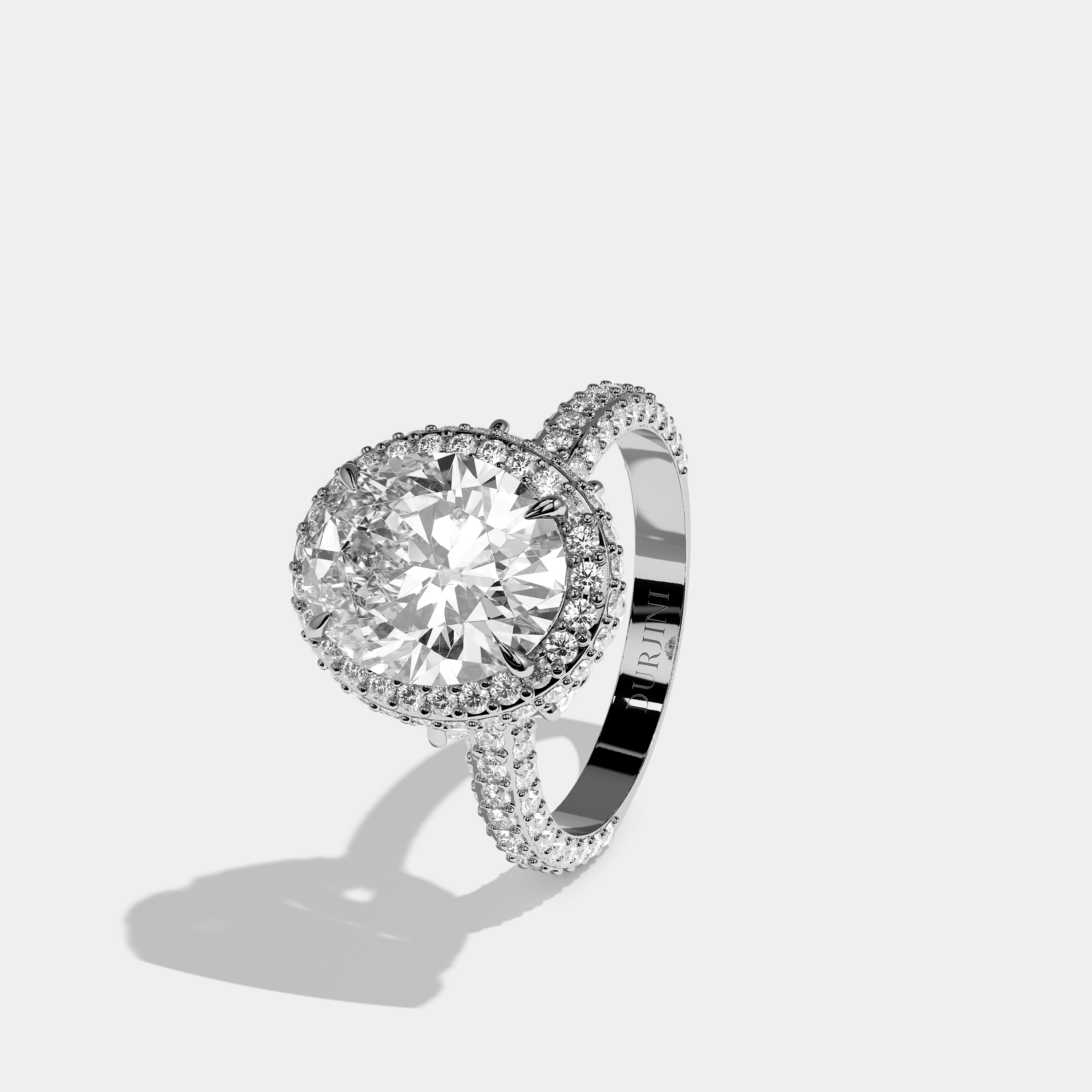Gabriella Diamond Oval Cut Halo Engagement Ring 18K White Gold 20.00ct