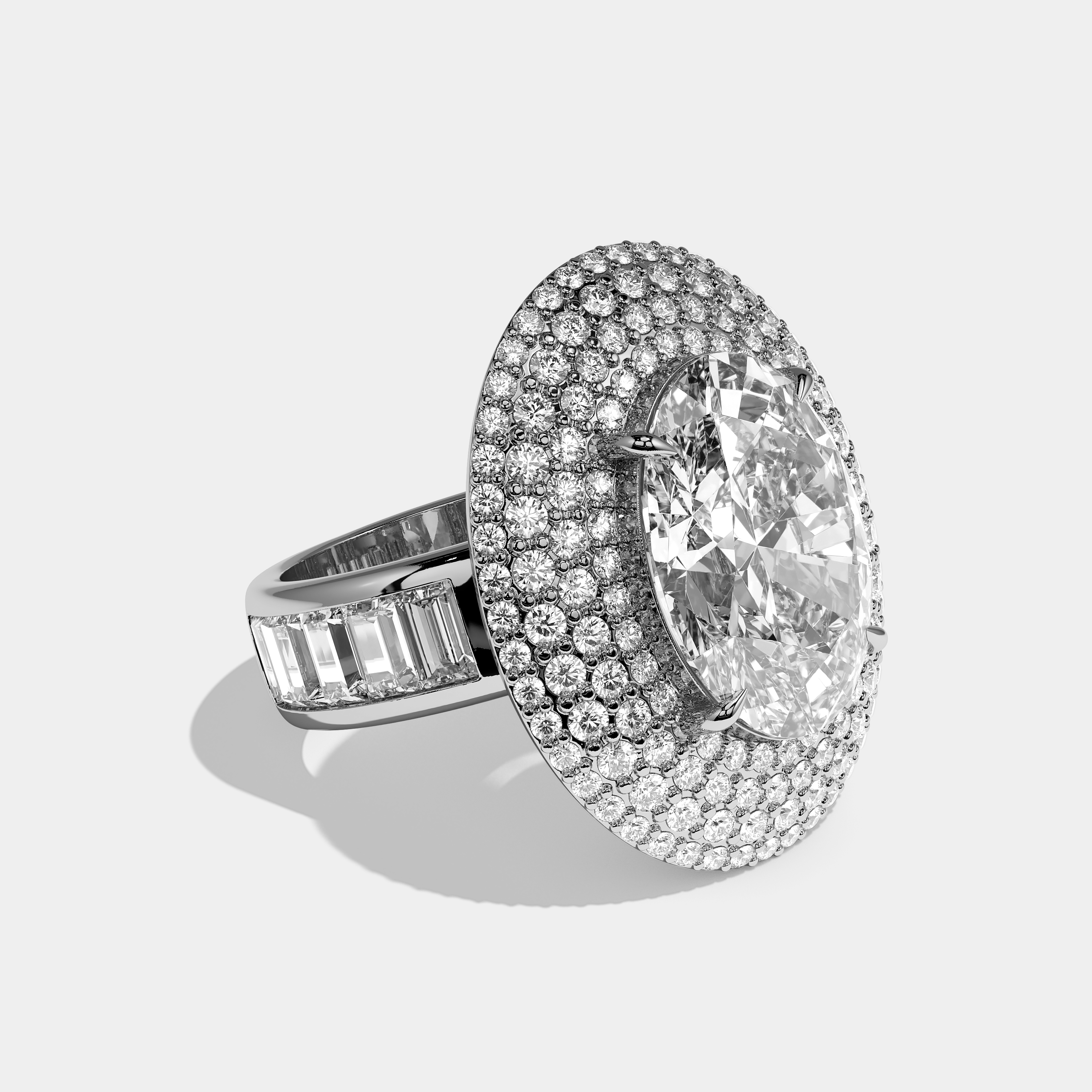 Anastasia Diamond Oval Cut Halo Engagement Ring 18K White Gold 50.00ct