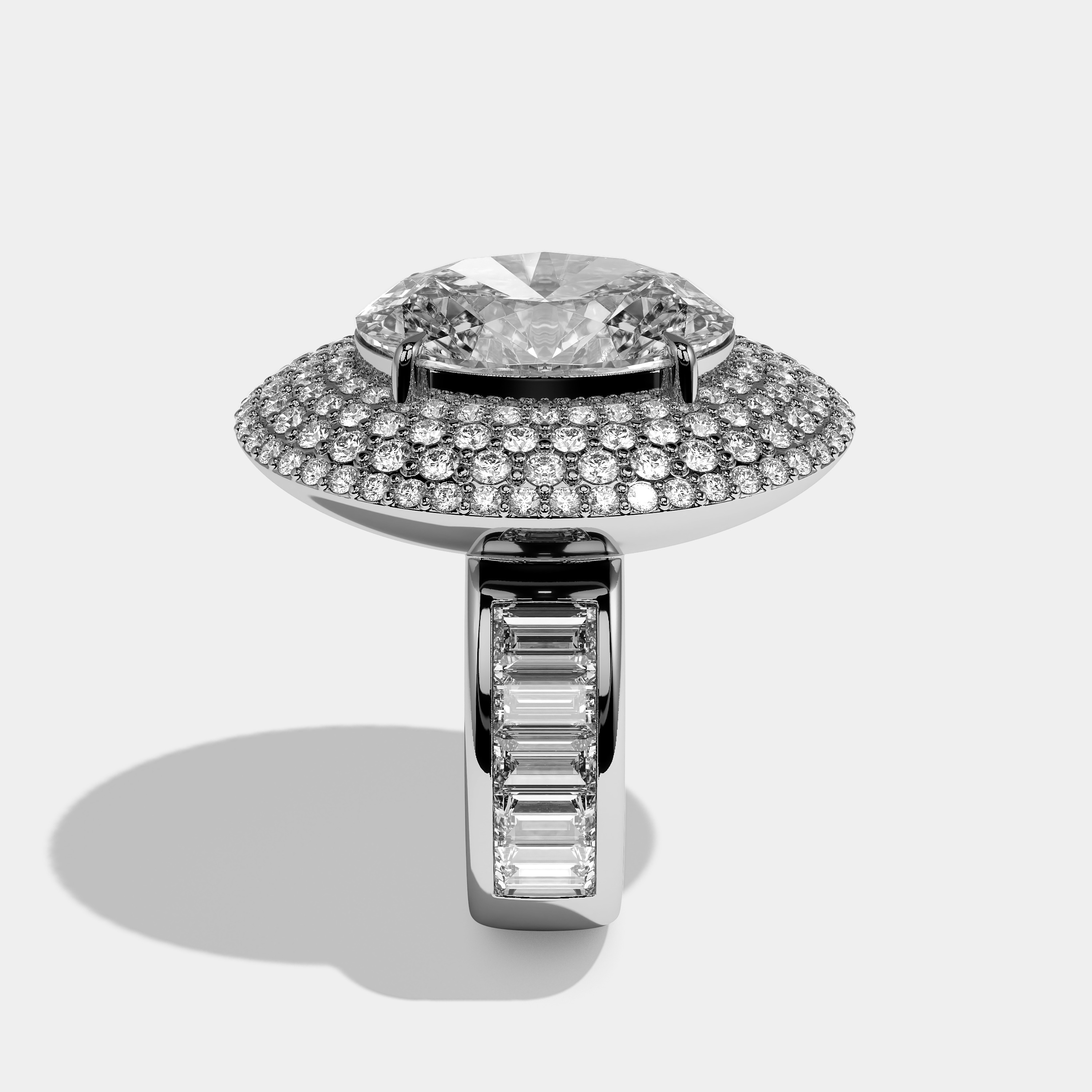 Anastasia Diamond Oval Cut Halo Engagement Ring 18K White Gold 50.00ct