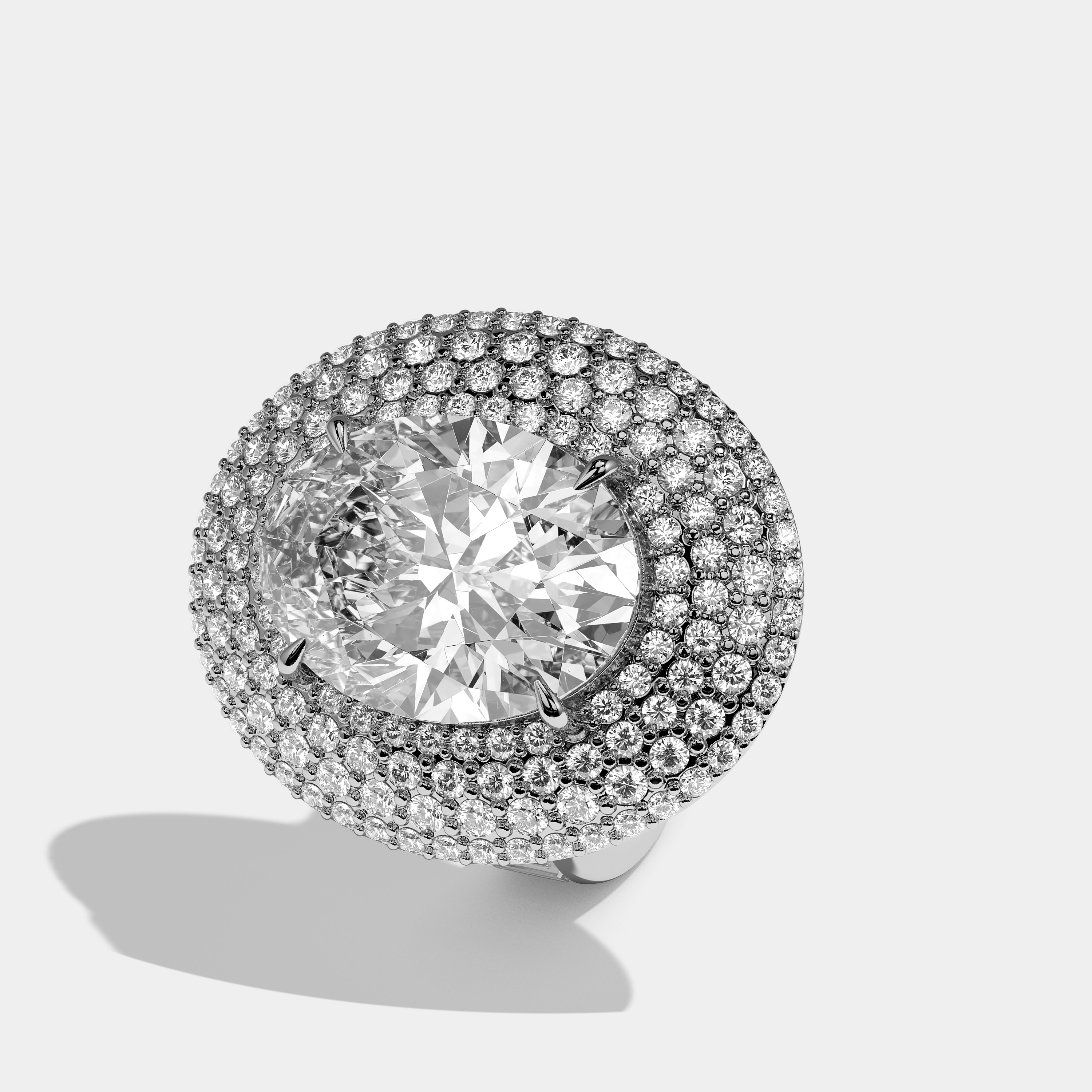 Anastasia Diamond Oval Cut Halo Engagement Ring 18K White Gold 50.00ct