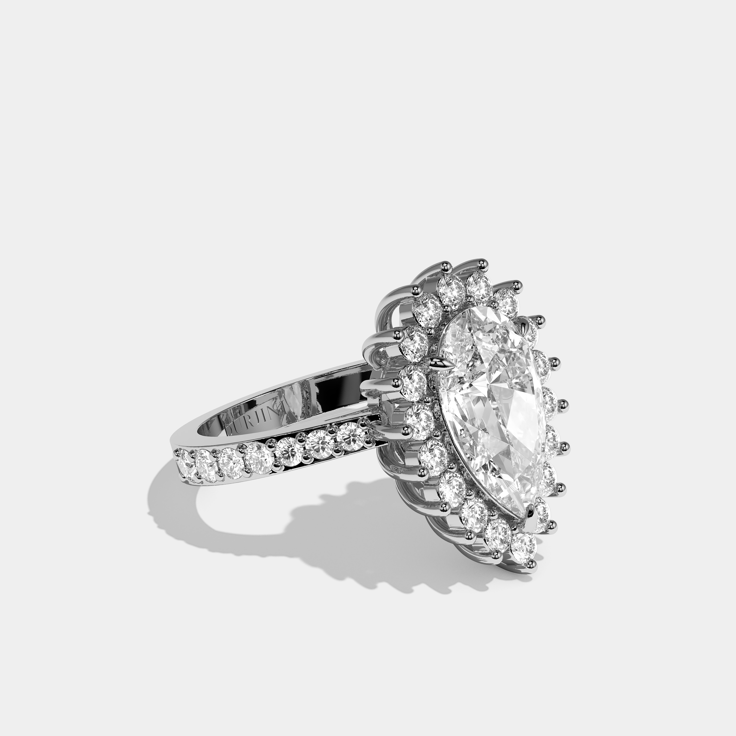 Isabella Diamond Pear Cut Halo Engagement Ring 18K White Gold 20.00ct