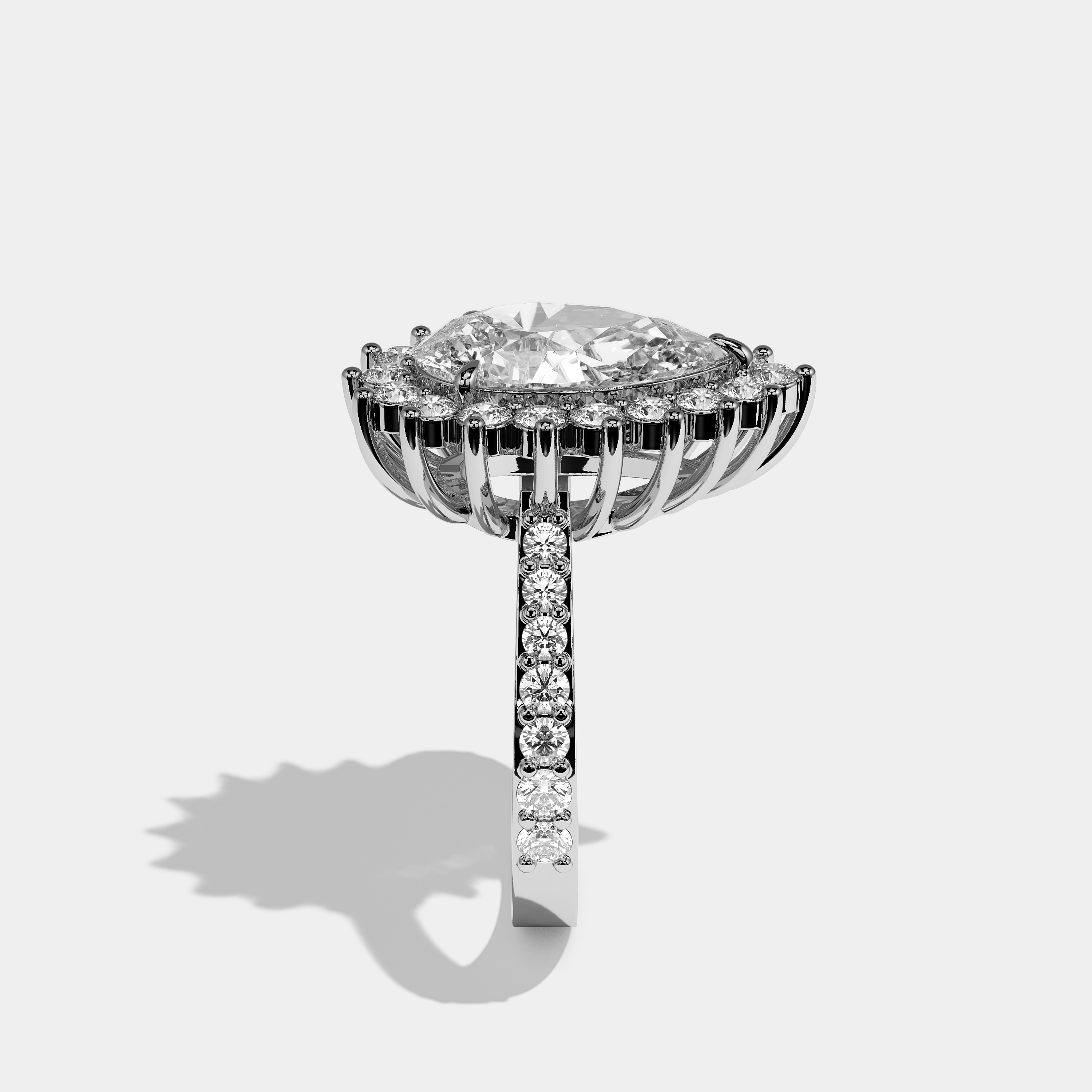 Isabella Diamond Pear Cut Halo Engagement Ring 18K White Gold 20.00ct