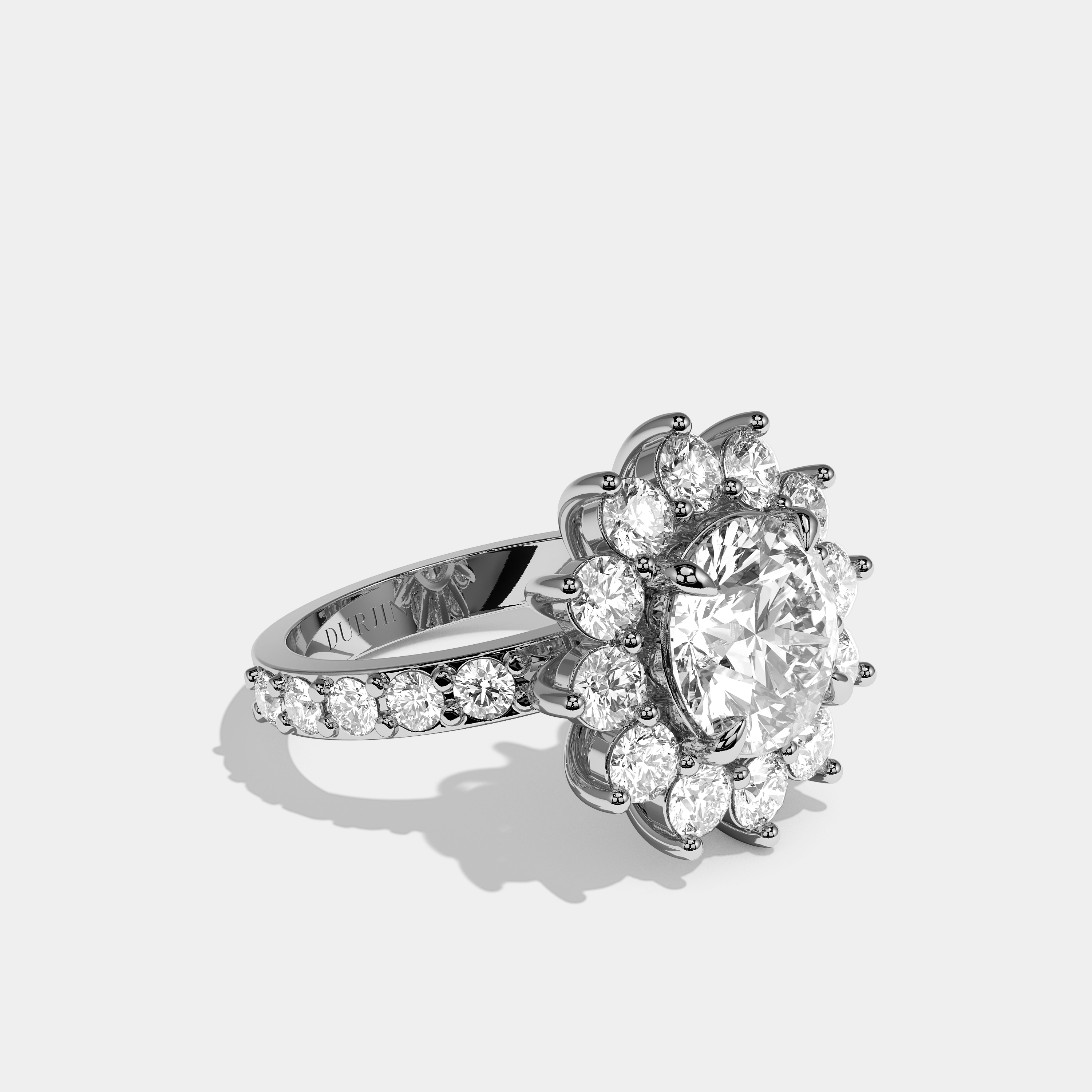 Celeste Diamond Round Cut Halo Engagement Ring 18K White Gold 20.00ct