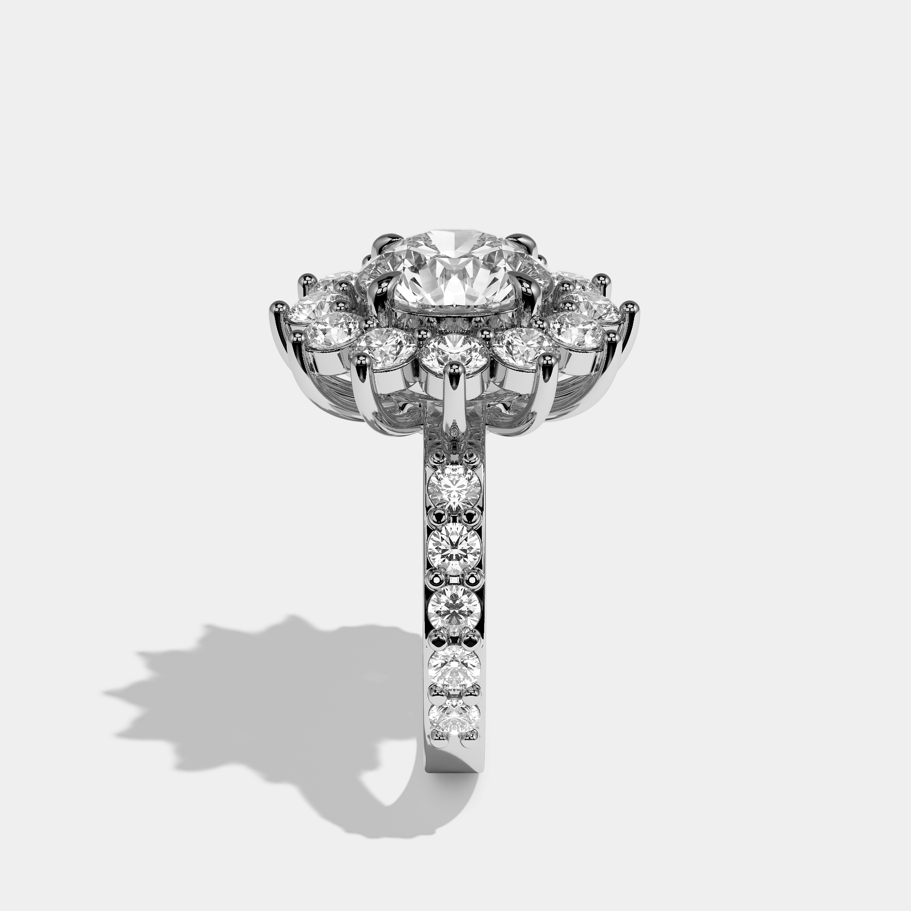 Celeste Diamond Round Cut Halo Engagement Ring 18K White Gold 20.00ct