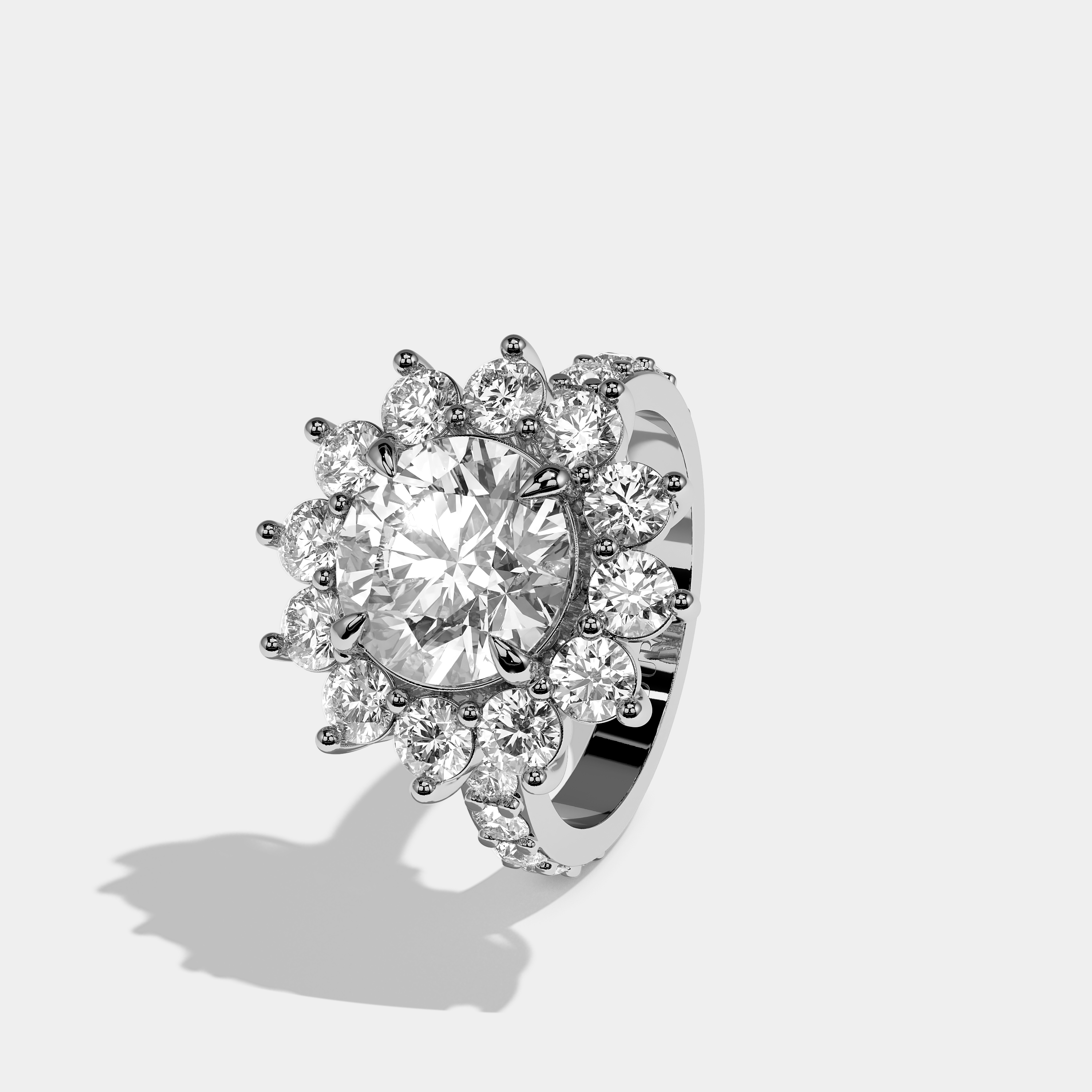 Celeste Diamond Round Cut Halo Engagement Ring 18K White Gold 20.00ct