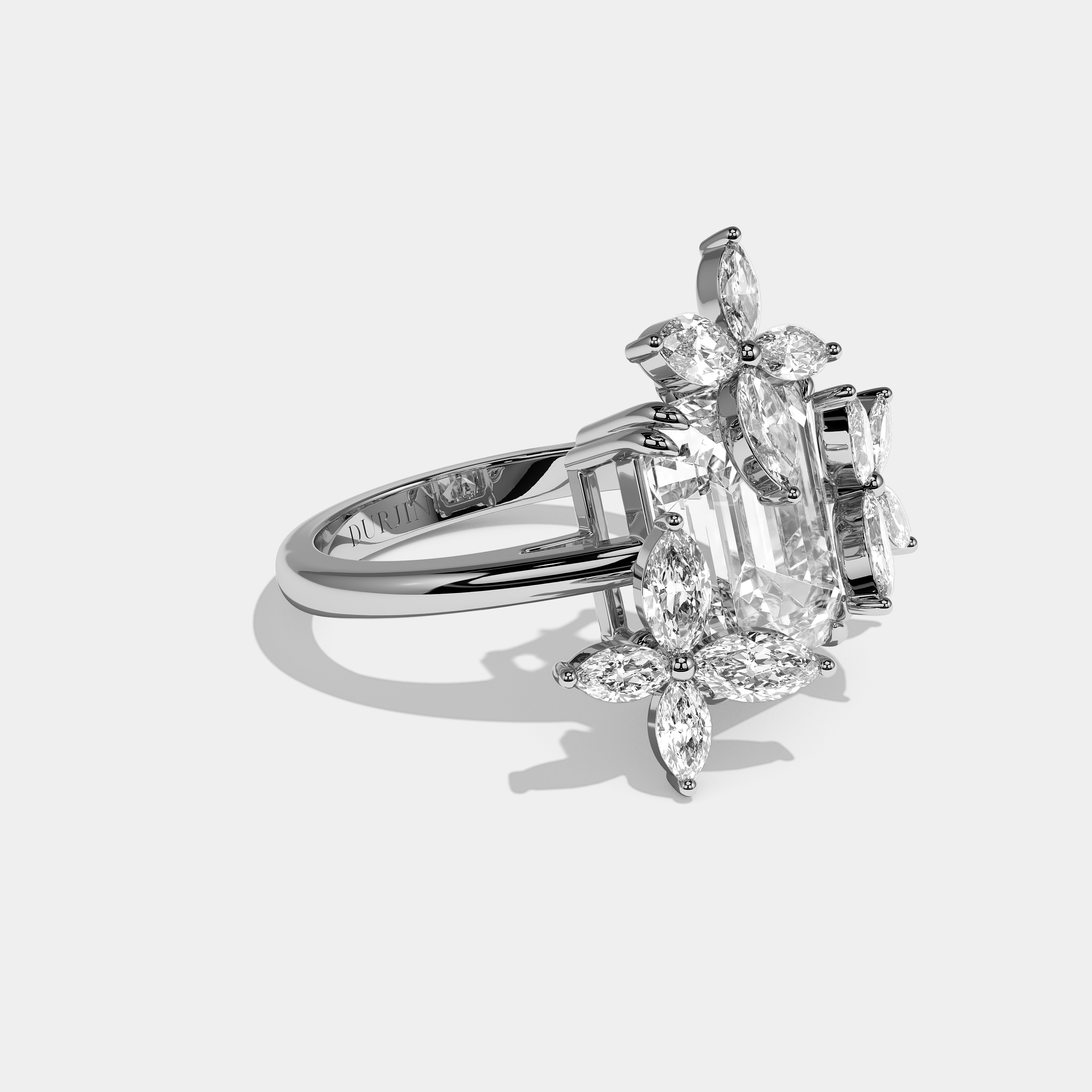 Right View – Kurbãni Durjini Valmont Éclat Diamond Emerald Halo Engagement Ring