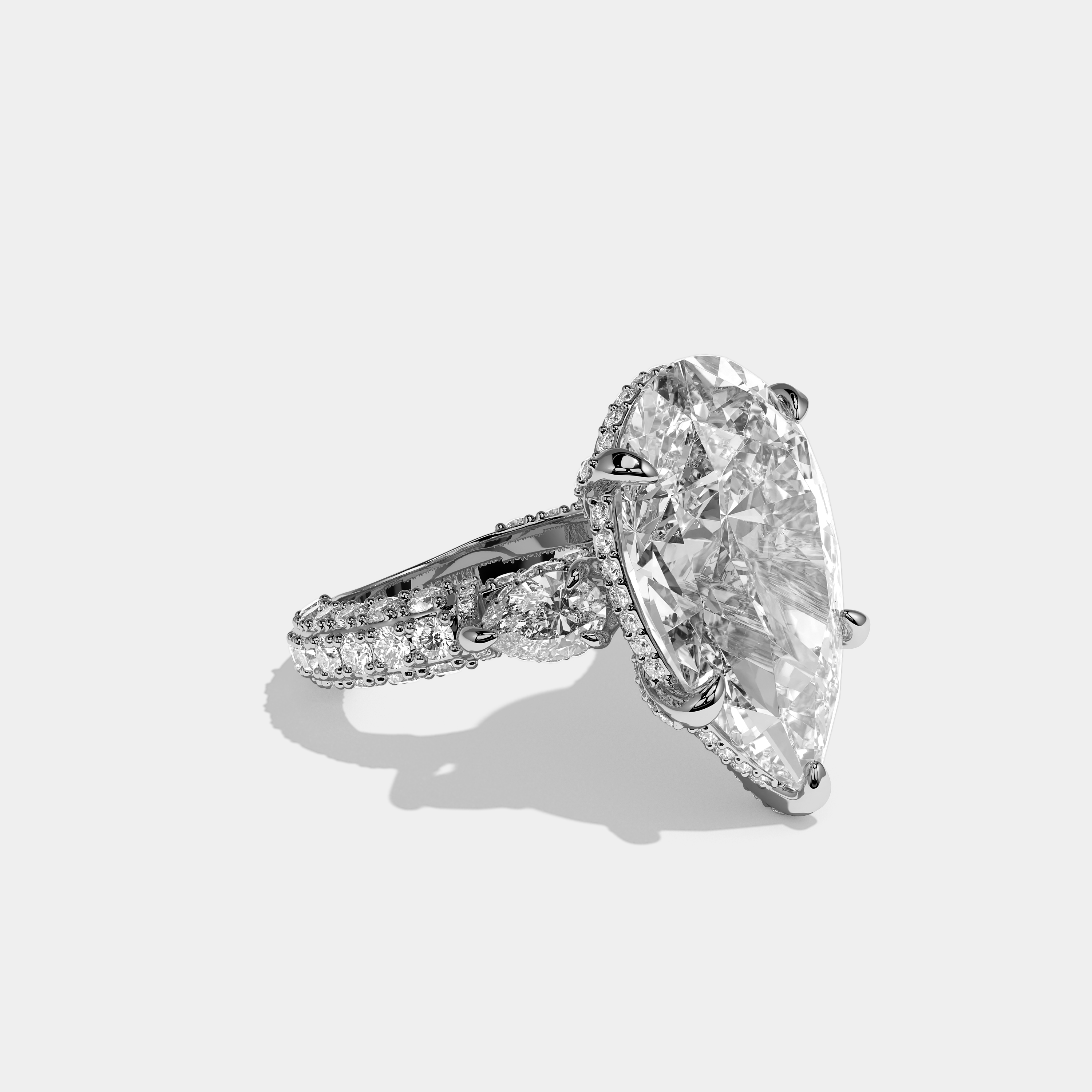 Right View – Kurbãni Durjini Diamond Oval Halo Engagement Ring White Gold