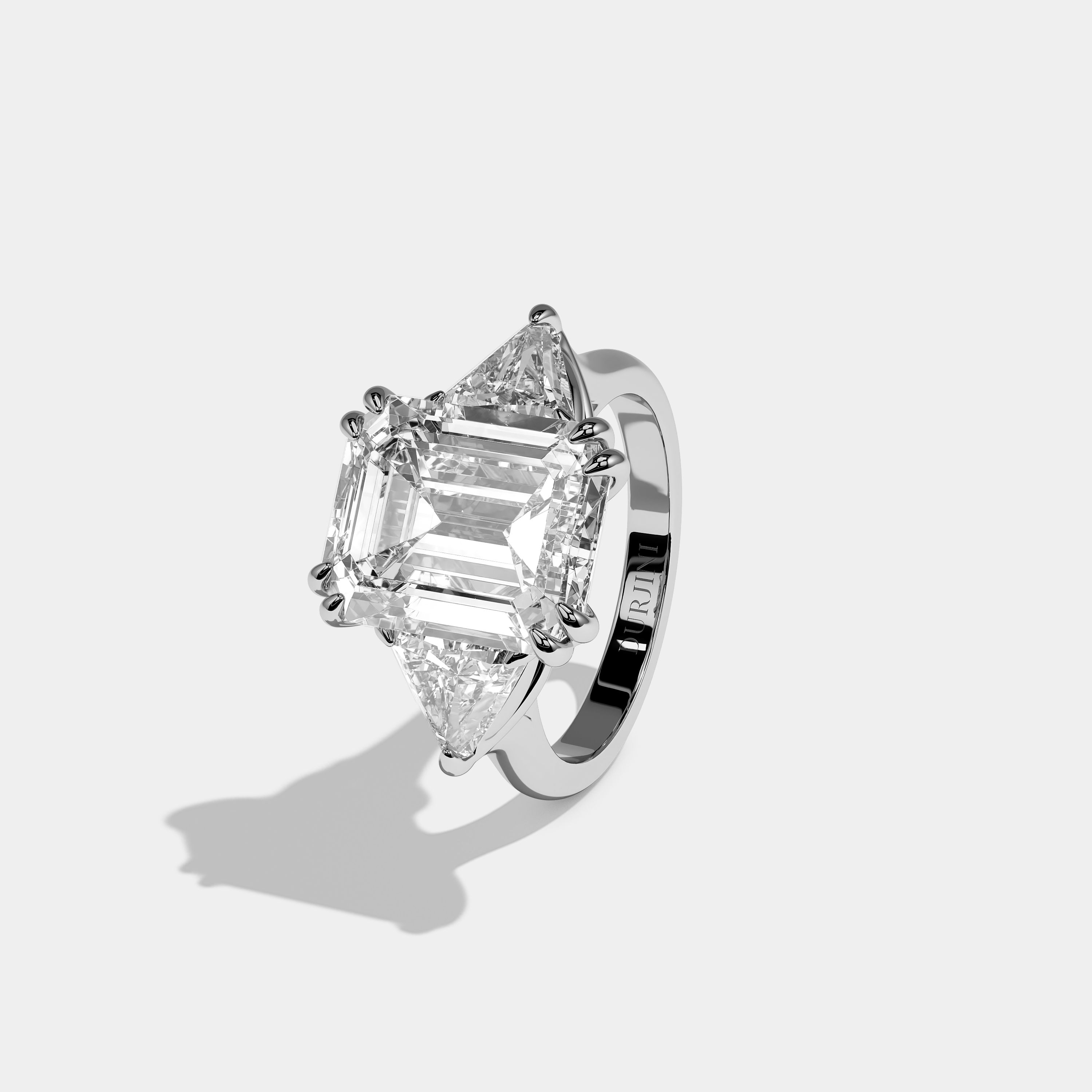 Left View – Kurbãni Durjini Duche Lumiere Diamond Emerald Halo Engagement Ring