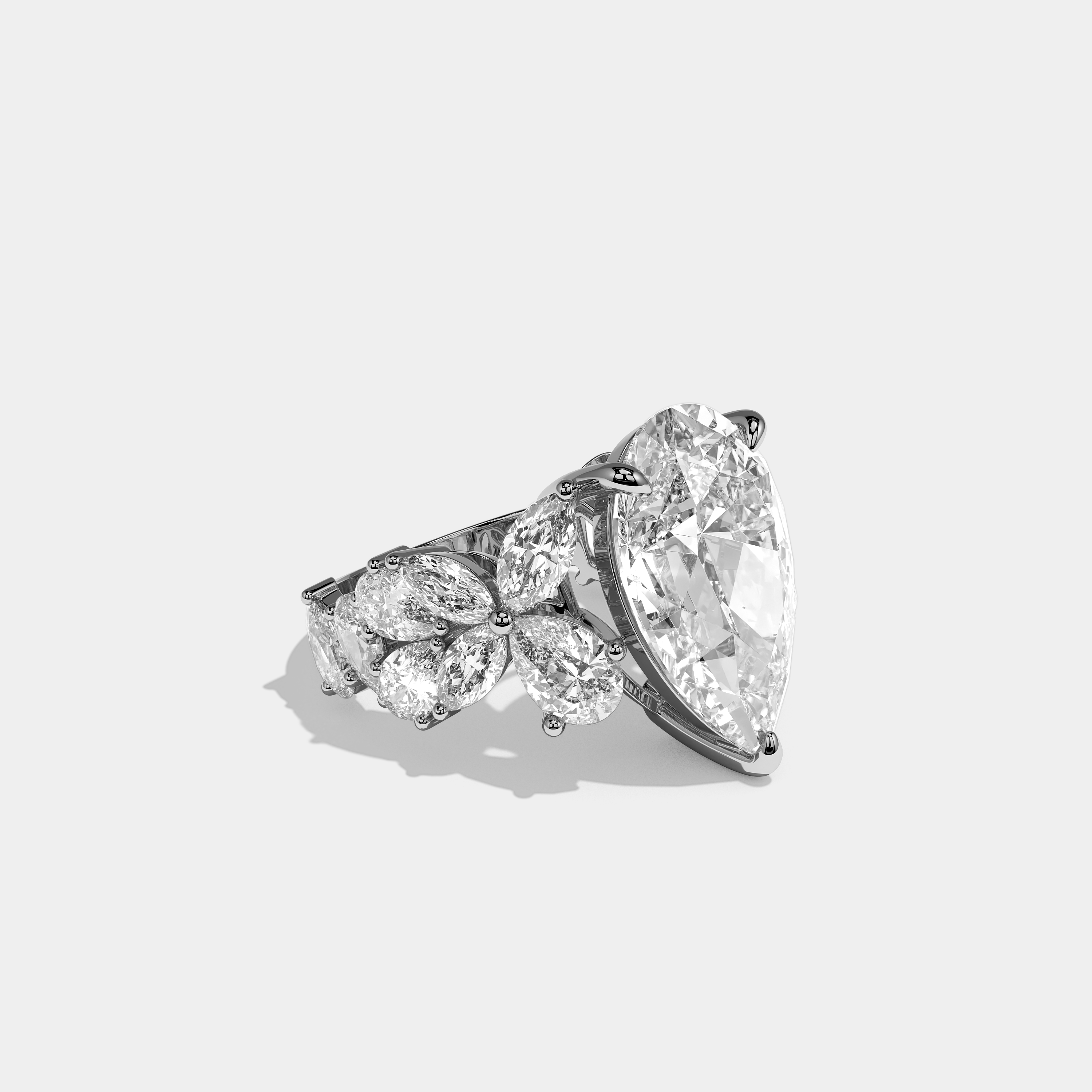 Right View – Kurbãni Durjini Savarin Royale Diamond Pear Halo Engagement Ring White Gold