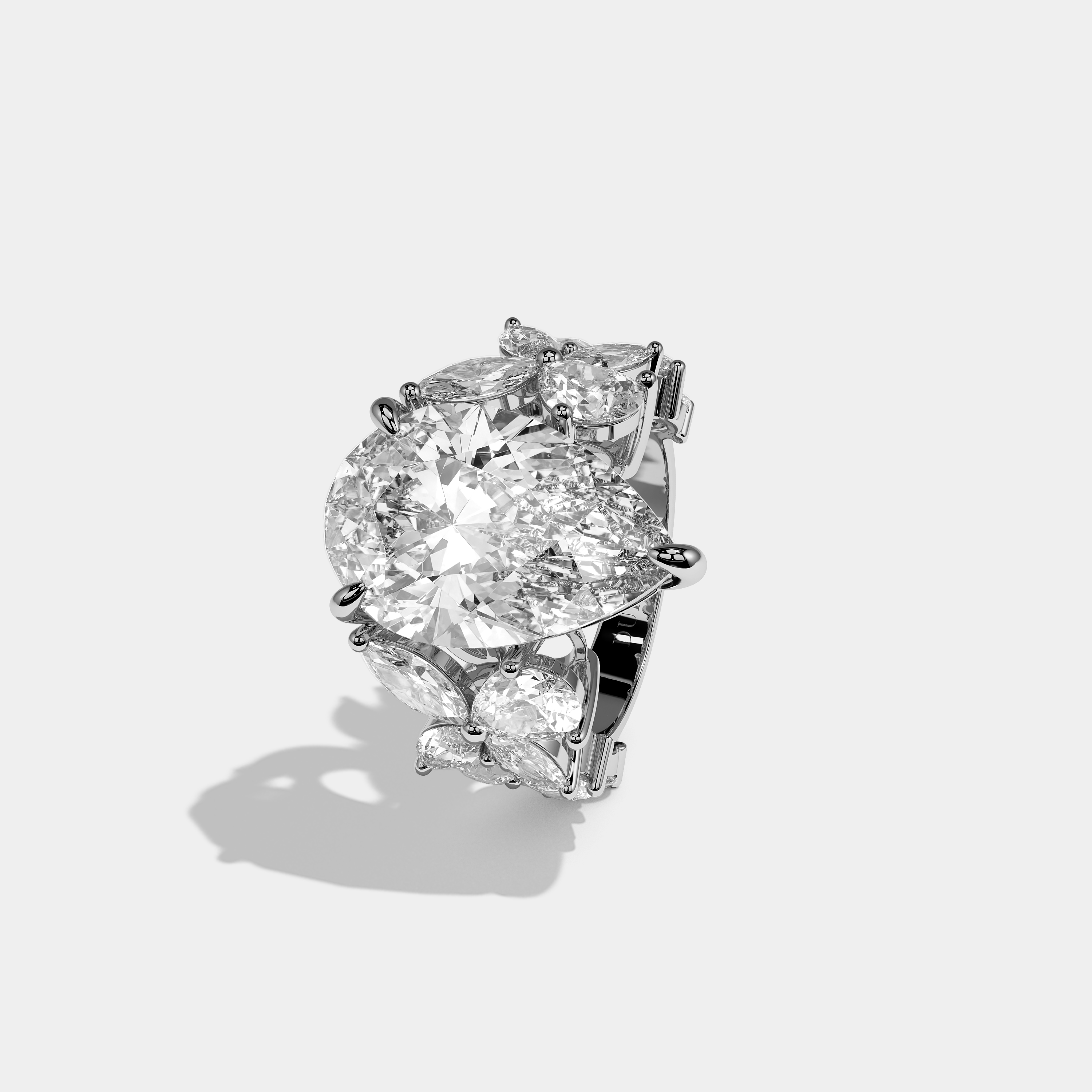 Left View – Kurbãni Durjini Savarin Royale Diamond Pear Halo Engagement Ring White Gold